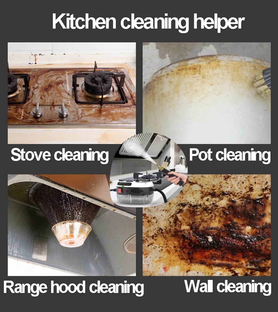2500W High Pressure Steam Cleaner for Kitchen & Home - 3BAR Electric Handheld Steamer with 6 Speeds & Nozzles - Perfect for Removing Oil Stains, Deep Cleaning Tiles, Floors, and Appliances