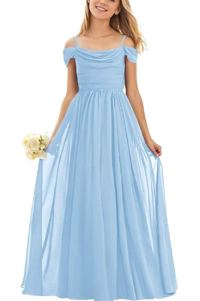 Elegant Floor-Length Chiffon Junior Bridesmaid Dress for Weddings | Formal Occasions & Special Events | B0DFVKW1HW