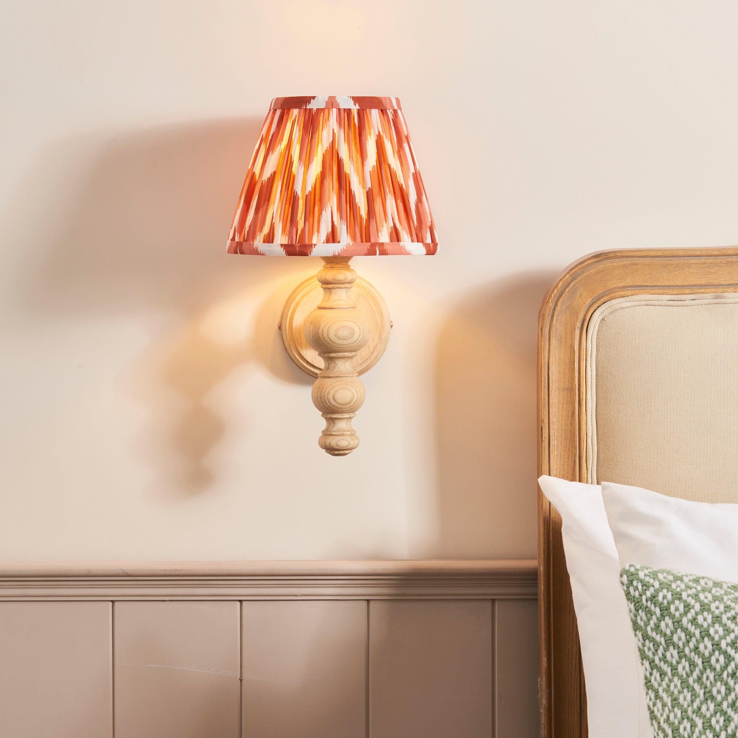Bibury Wooden Wall Light with 20cm Shade - Rustic Home Decor for Living Room, Bedroom & Hallway Lighting