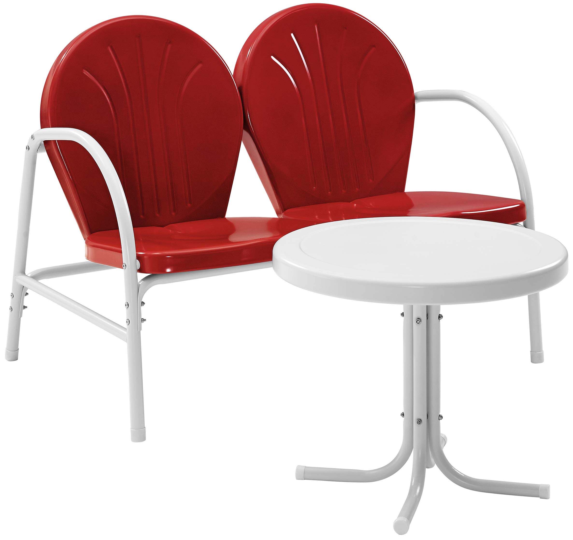 Crosley Furniture Griffith 2-Piece Metal Outdoor Conversation Set with Table and Loveseat - Red Patio Furniture for Garden, Backyard, Deck & Poolside Relaxation