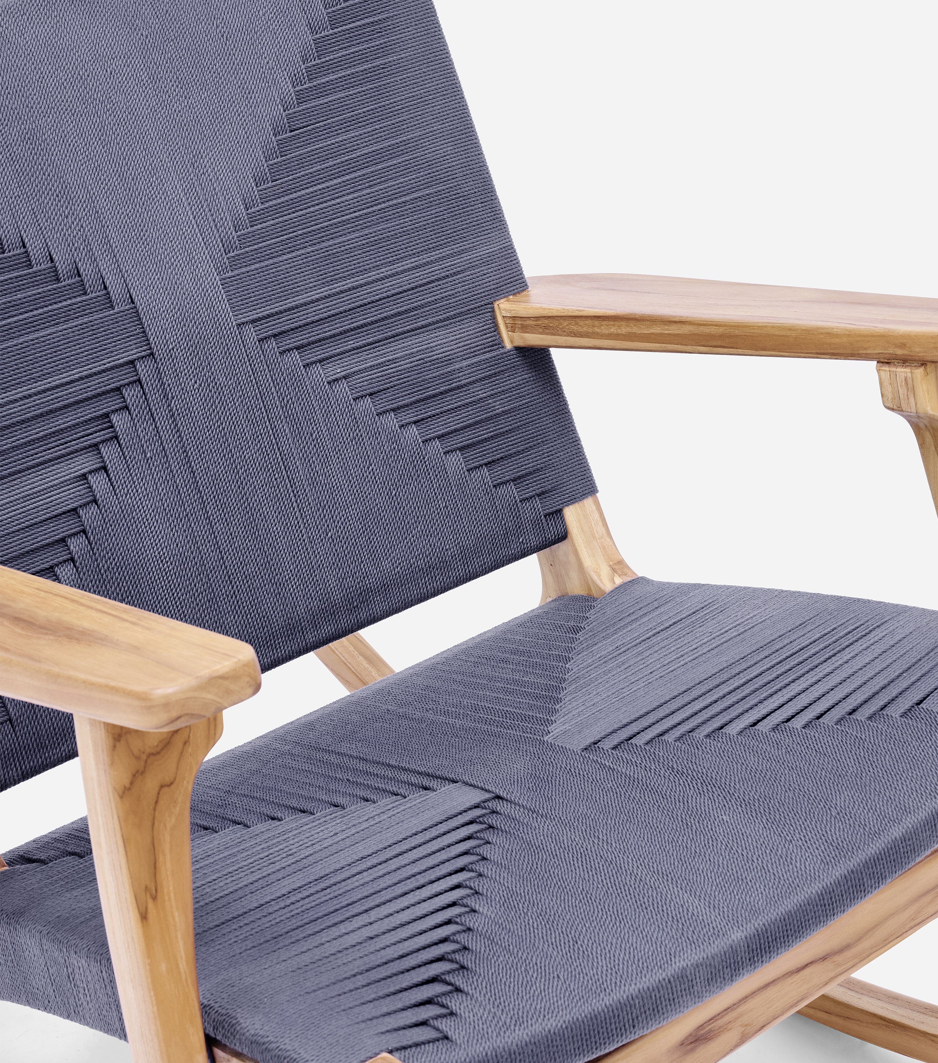 Masaya Rocking Chair - Handwoven Charcoal Cross Braided Cord Outdoor Rocker | Perfect for Patio, Garden & Porch Relaxation
