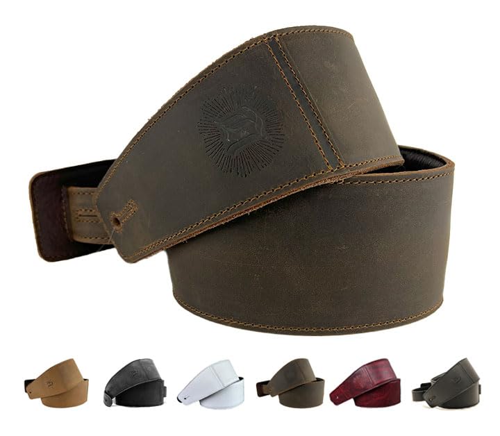 Premium Full Grain Leather Guitar Strap for Electric, Acoustic & Bass Guitars - 3