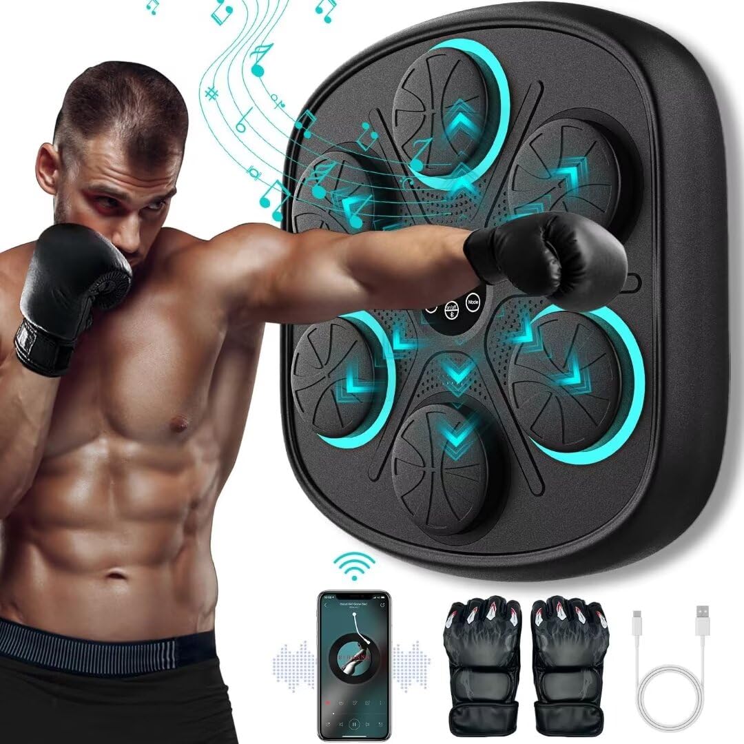 2024 New Smart Bluetooth Boxing Machine with LED Display - Electronic Wall Mounted Home Workout Trainer for Adults & Kids | Includes Premium Boxing Gloves | Perfect for Home Gym, Fitness Training & Stress Relief