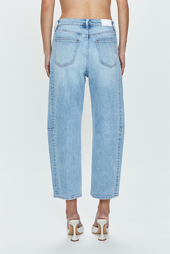 Eli High Rise Arched Leg Pistola Jeans - Sun Kissed Wash for Women | Perfect for Casual Outings, Date Nights & Office Wear