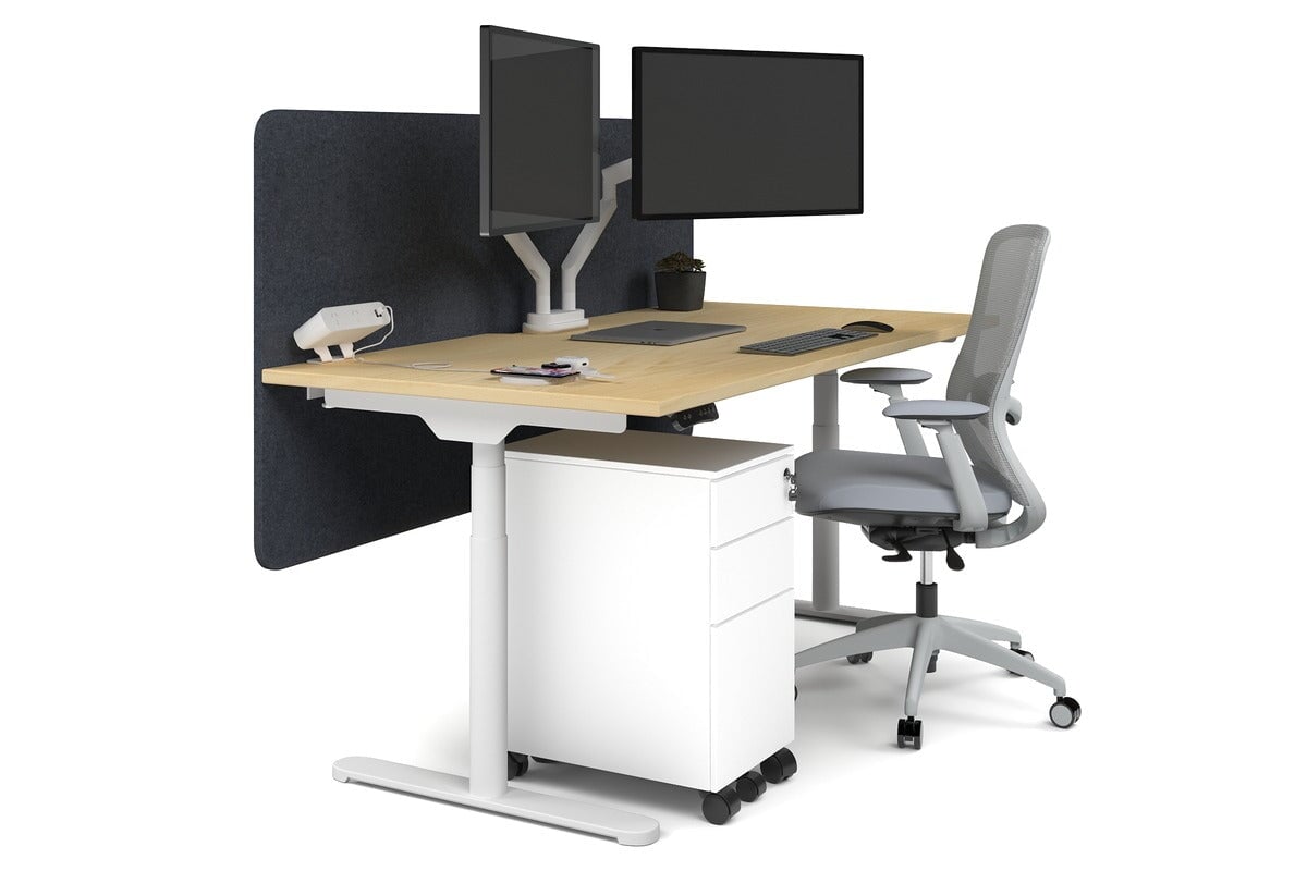 Flexi Premium Height Adjustable Single Workstation Desk - 1800L x 800W with Cable Management Scallop | Ergonomic Standing Desk for Home Office & Workspace