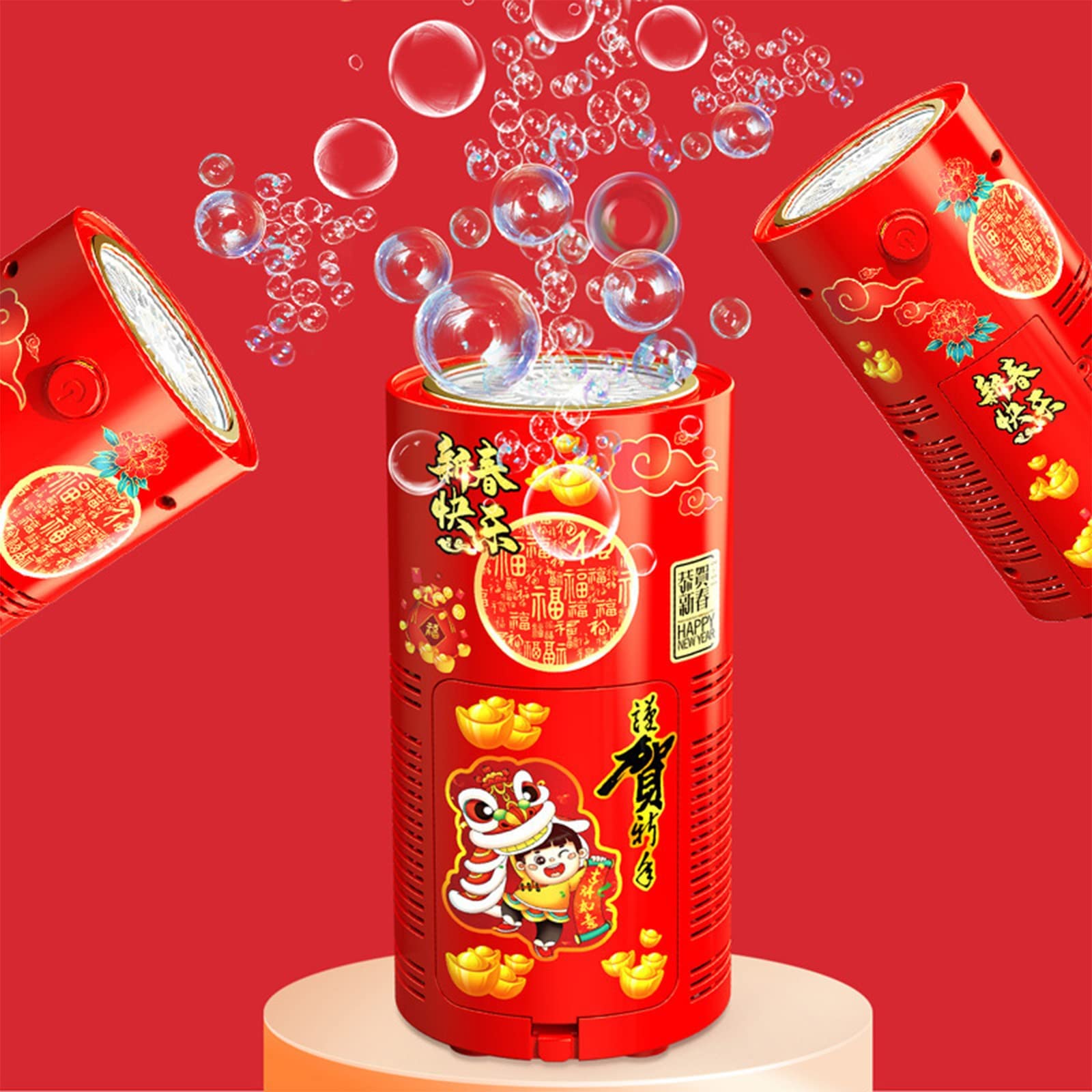 Portable Firework Bubble Machine with LED Lights - Fun Bubble Blower for Kids, Parties, New Year Celebrations & Outdoor Events - Perfect Gift for Boys & Girls