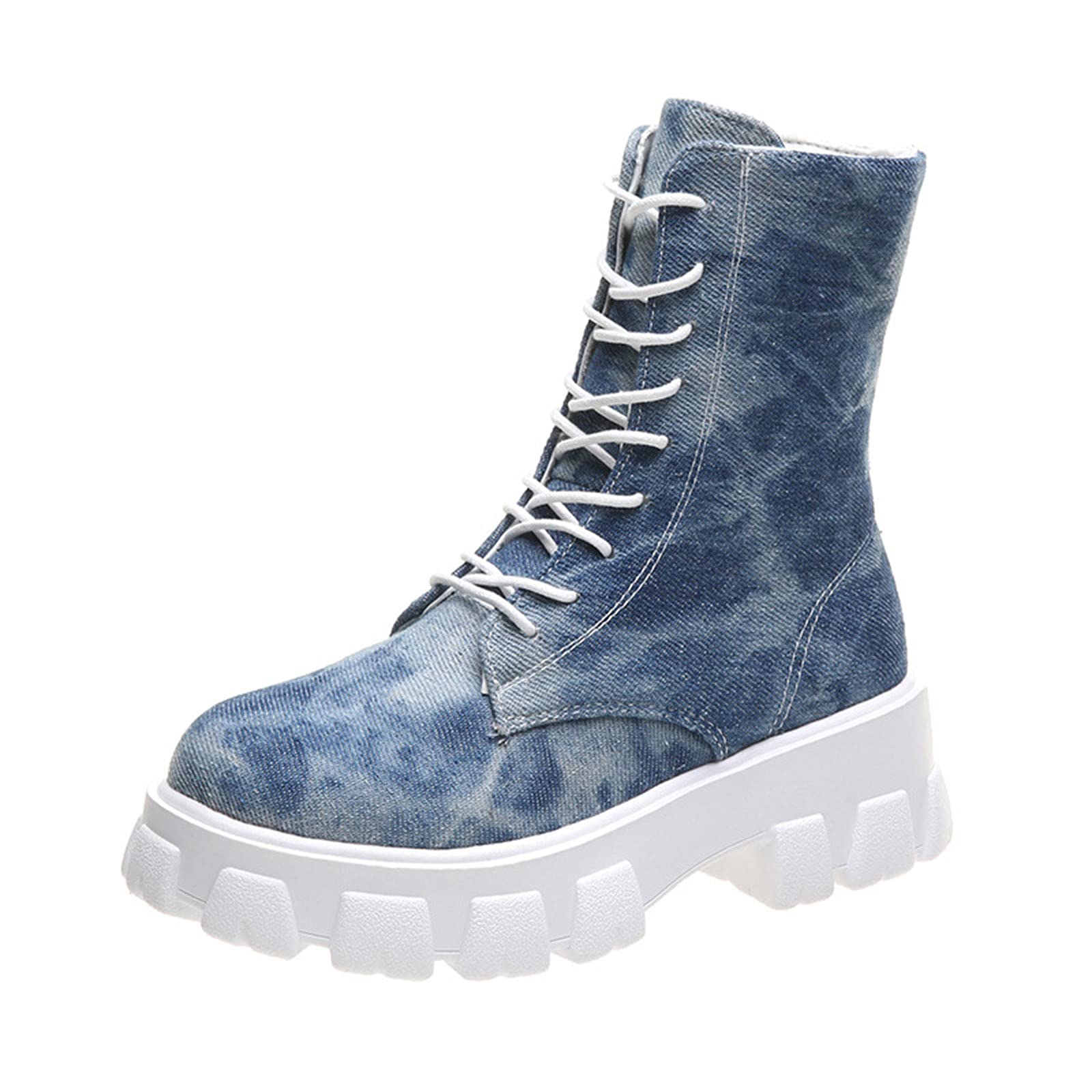Women's Ankle Booties - No Heel Slip-On Combat Boots with Breathable Thick Sole, Retro Fashion Brown Short Boots for Women | Perfect for Casual Outfits, Work & Outdoor Activities