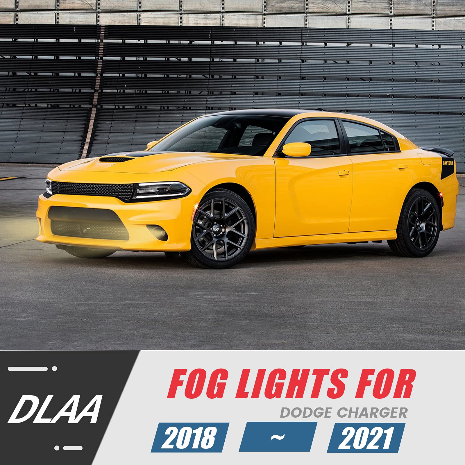 DLAA Fog Lights for Dodge Charger 2018-2021 - Front Fog Lamp Kit with Clear Lens, Wiring Cables & Switch (1 Pair) - Perfect for Night Driving, Off-Road Adventures & Enhanced Vehicle Styling