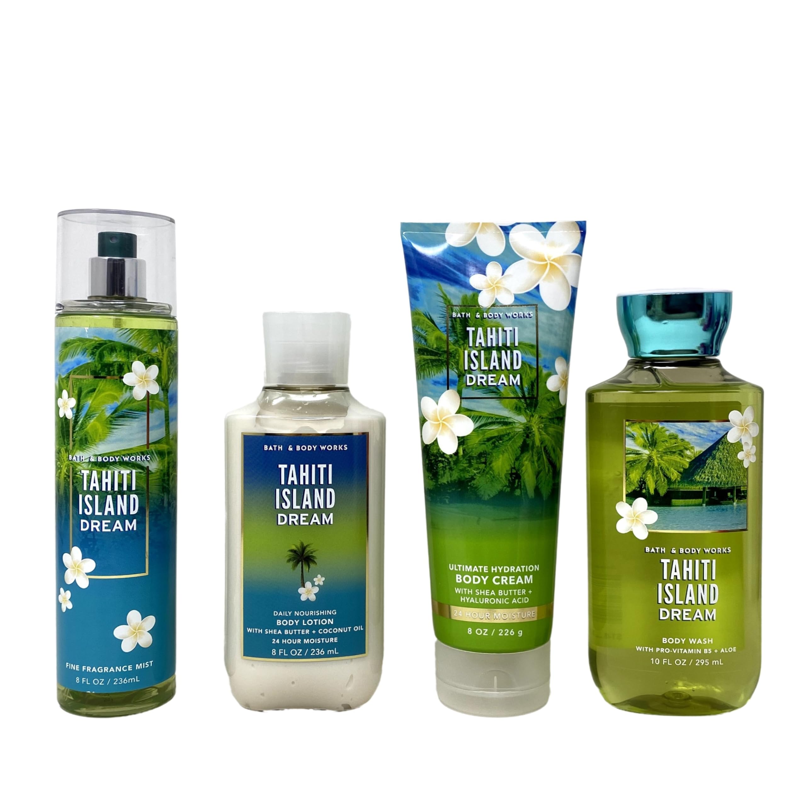 Tahiti Island Dream 4-Piece Luxury Bath & Body Gift Set - Fragrance Mist, Body Cream, Shower Gel & Lotion - Perfect for Spa Day, Self-Care & Romantic Gifts