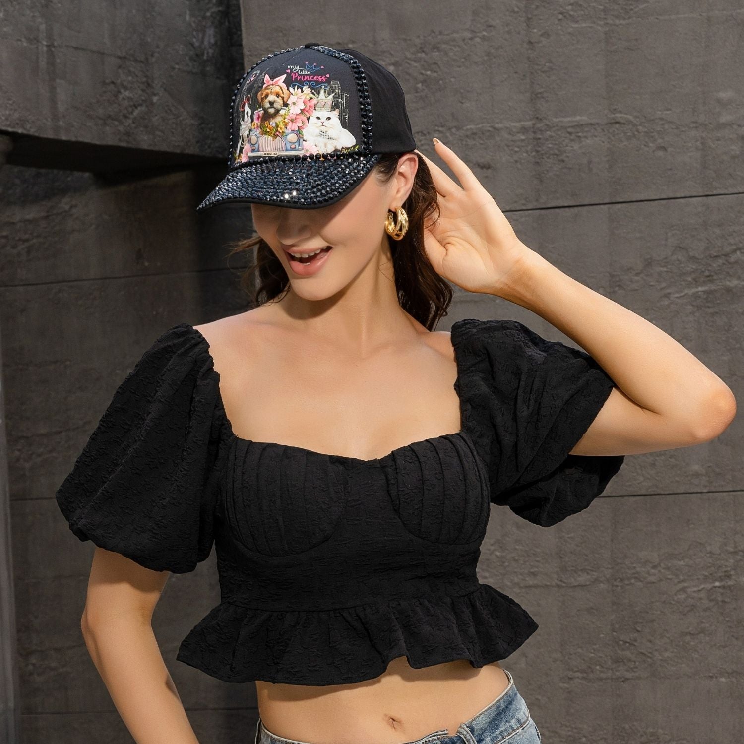 Sparkling Rhinestone Embroidered Baseball Cap for Women - Stylish Fashion Accessory for Parties, Weddings & Outdoor Events