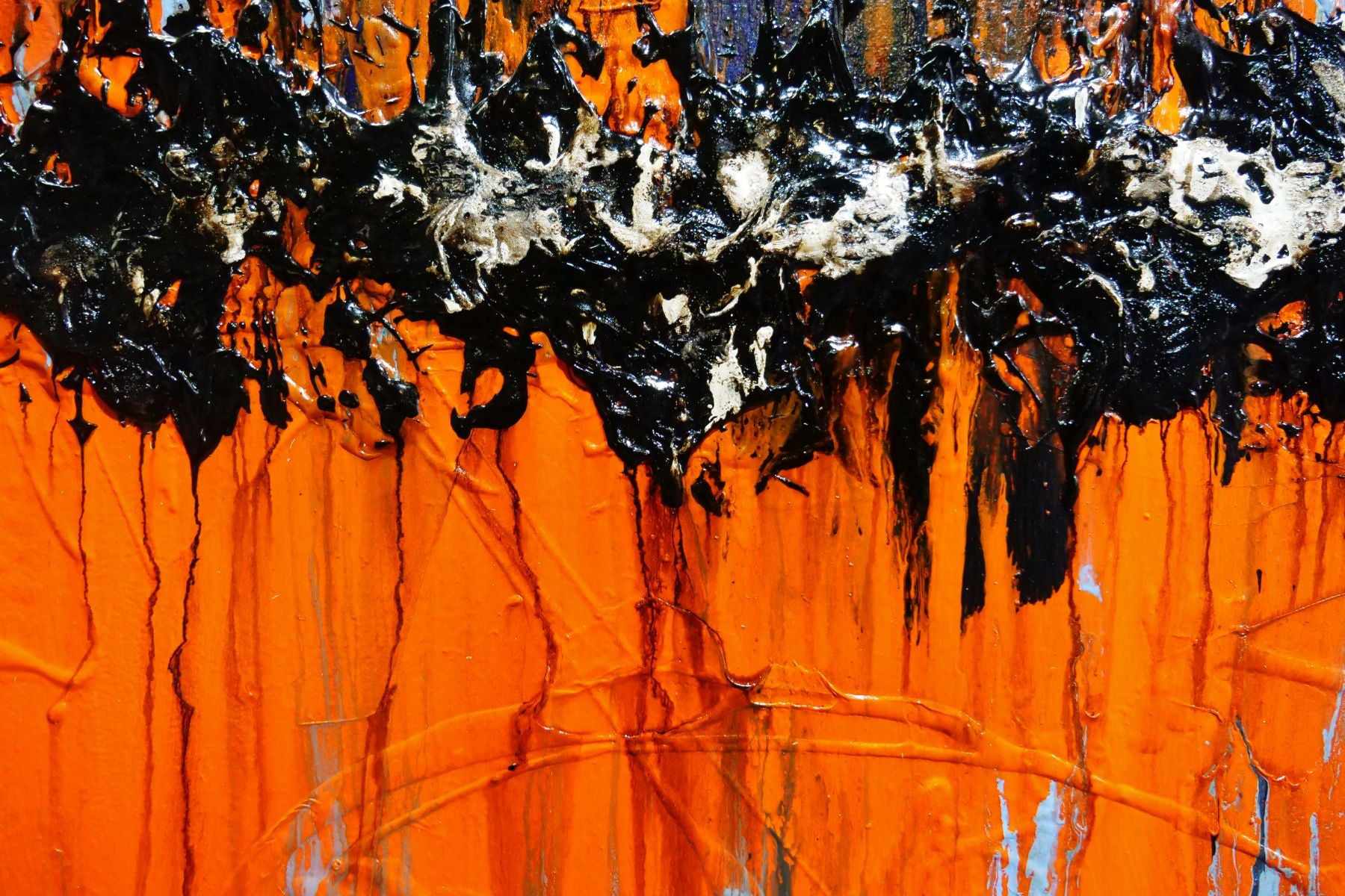 240cm x 100cm Orange Blue Textured Abstract Wall Art Painting - Modern Home Decor for Living Room, Bedroom & Office