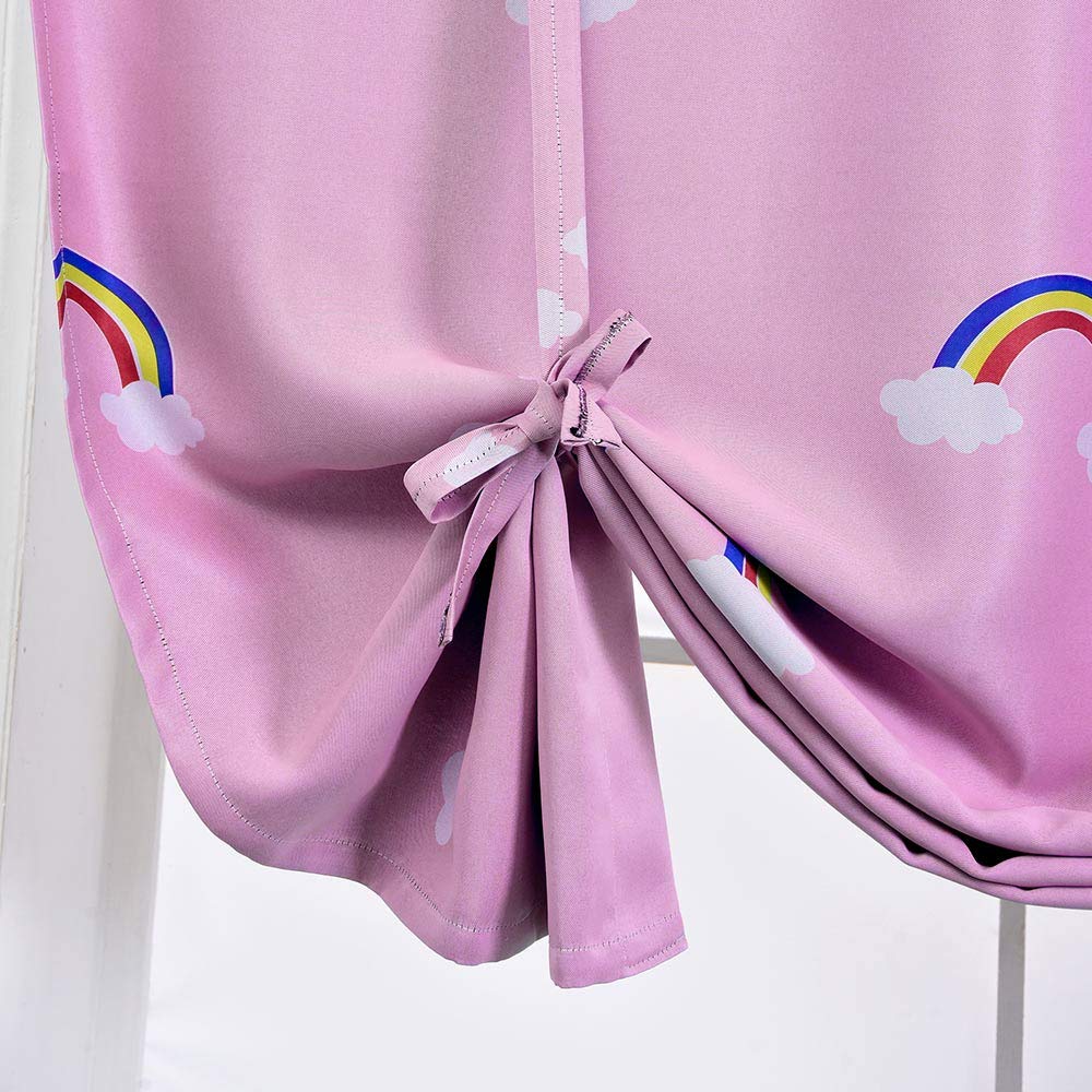 ELEOPTION Thermal Insulated Blackout Curtains for Small Windows - Rainbow Pink Window Valance Balloon Blind with Rod Pocket, 24