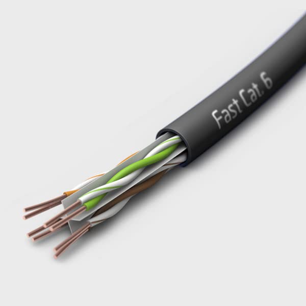 Fast Cat. Cat6 Direct Burial Outdoor Ethernet Cable - 1000Ft Waterproof Cat6 Cable with 23AWG Solid Copper Conductors - CMX, UTP 550MHz Heavy Duty Network & Gaming Ethernet Cable – White | Ideal for Outdoor Networking, Gaming Setups & High-Speed Internet Connections