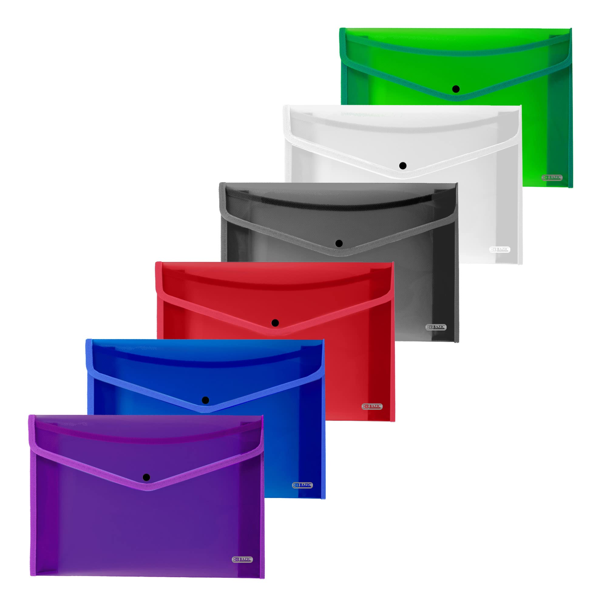 BAZIC Plastic File Folder - 24-Pack Legal Size V-Flap Organizer for Documents, Receipts & Bills | Durable Office, School & Home Organization Supplies | Perfect for Filing, Storage & Paper Management