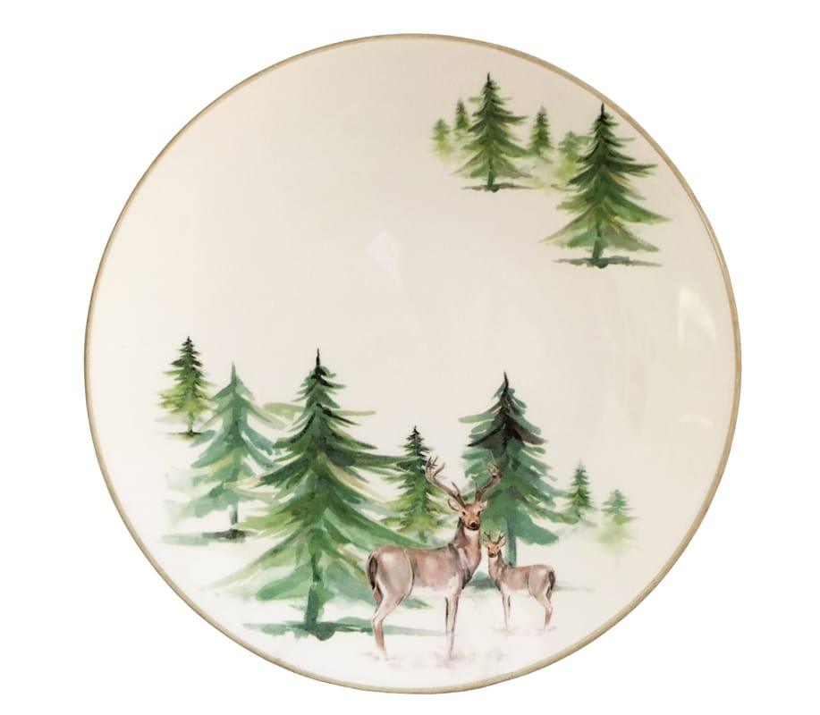 Wild Evergreen Salad Plate Set of 6 - Elegant Dinnerware for Healthy Meals, Family Gatherings & Party Serving