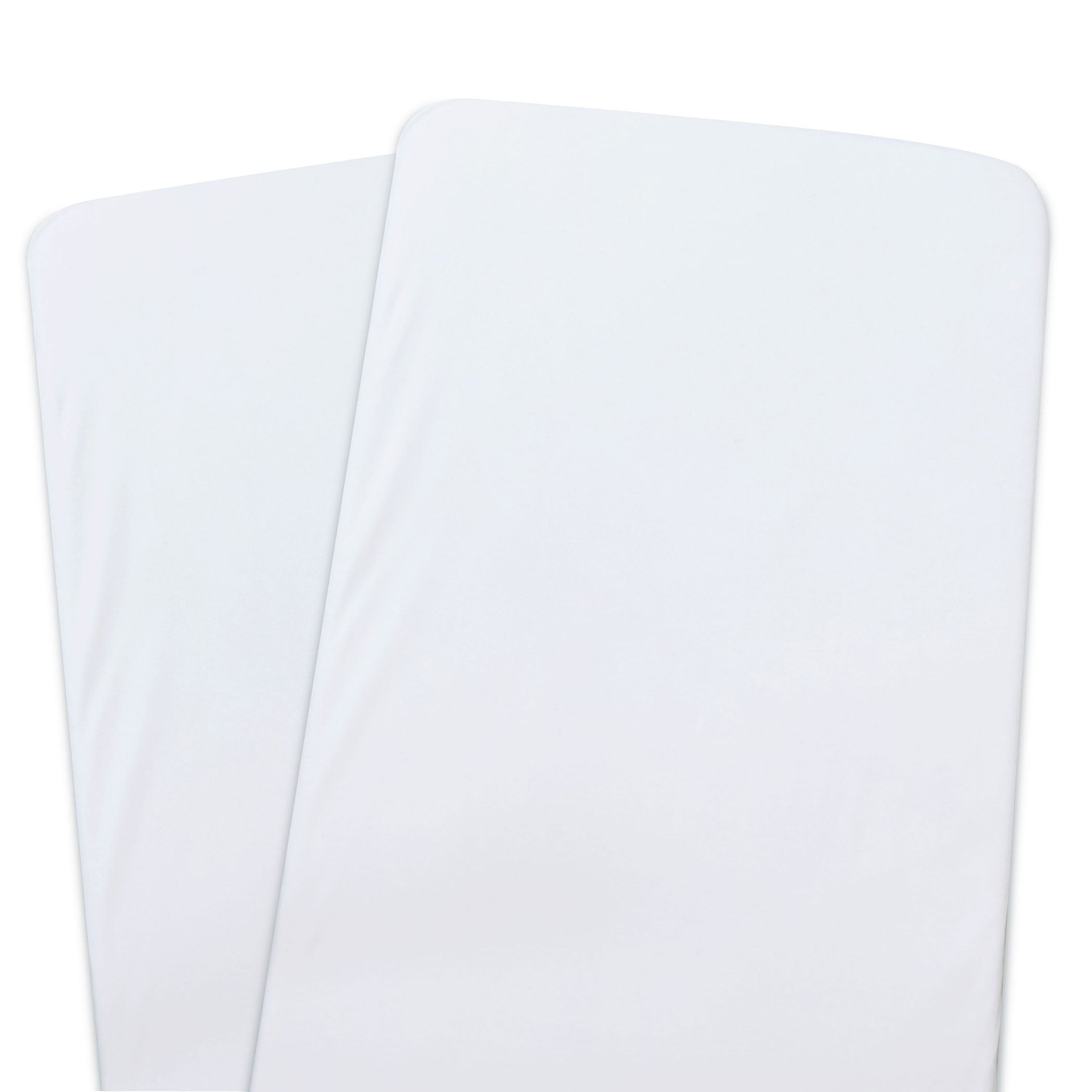 Premium 2-Pack Bamboo White Jersey Fitted Sheets for Co-Sleeper & Bedside Bassinet - Soft Breathable Crib Sheets for Baby Nursery, Daycare & Travel