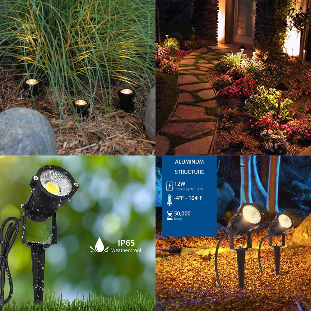 5W Warm White Outdoor LED Landscape Lights - Waterproof Garden & Yard Path Lighting for Decorative Walls, Trees, Flags - Perfect for Driveway, Walkway, Patio & Backyard Ambience
