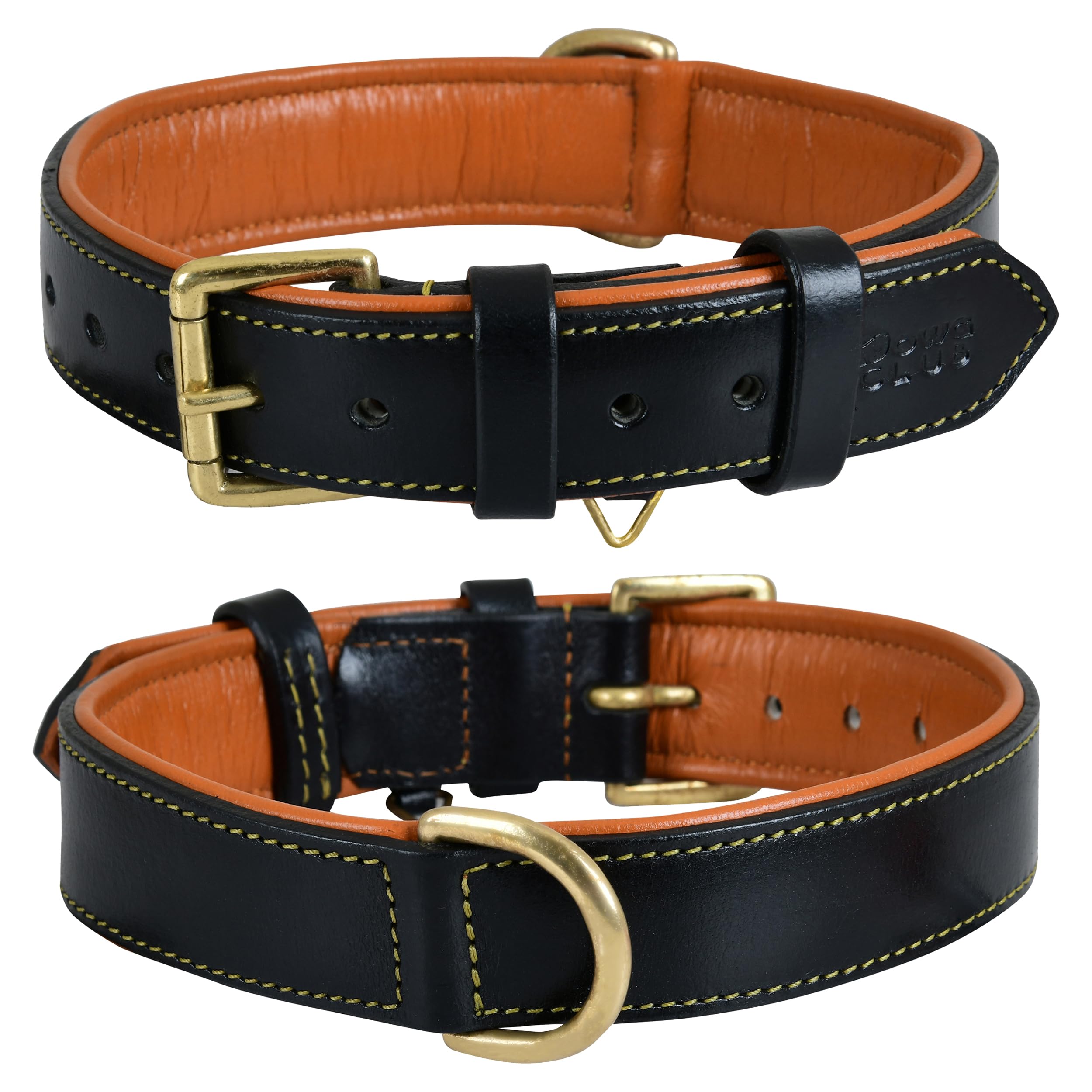 Premium Genuine Full Grain Leather Dog Collar for Medium Dogs - 1 Inch Wide, Heavy Duty with Soft Inner Padding - Comfortable & Durable (14.5
