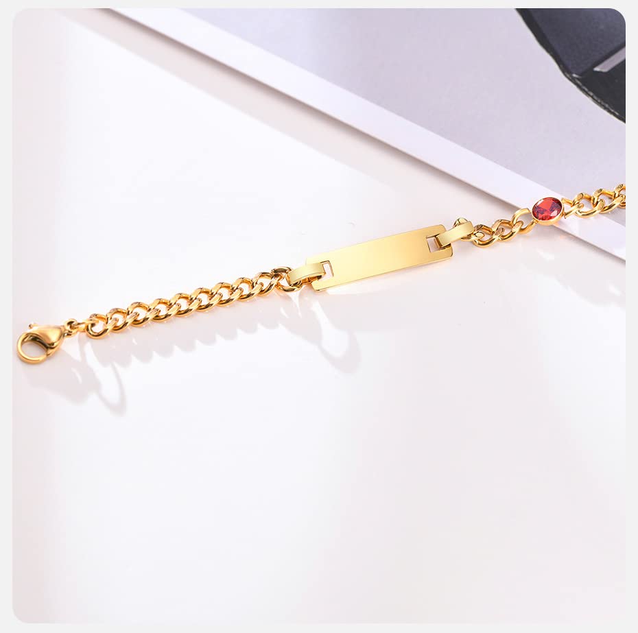 Personalized Adjustable Birthstone Bracelet with Engraved Name - Hand Stamped Custom Jewelry in Gold, Silver, Rose Gold & Black - Perfect Baby Gift, Anniversary Present & Birthday Keepsake (October Birthstone)