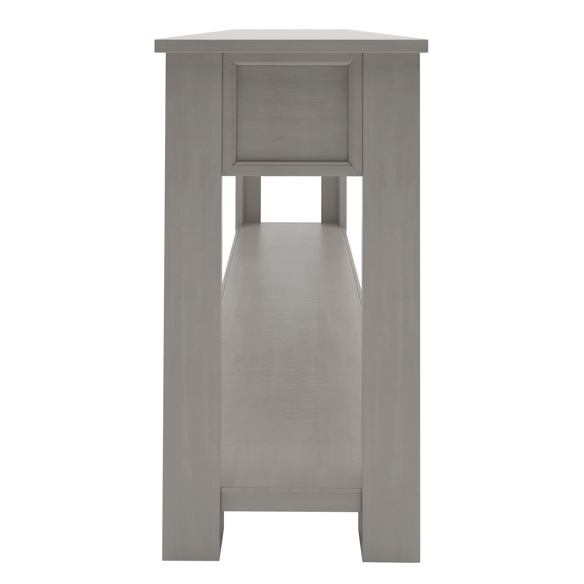 Merax Wood Sofa Table Console Table with 4 Storage Drawers & Bottom Shelf - Entryway Table for Living Room, Hallway, Dining Room - Gray Wash Finish - Perfect for Home Decor, Small Space Organization & Displaying Decor Items