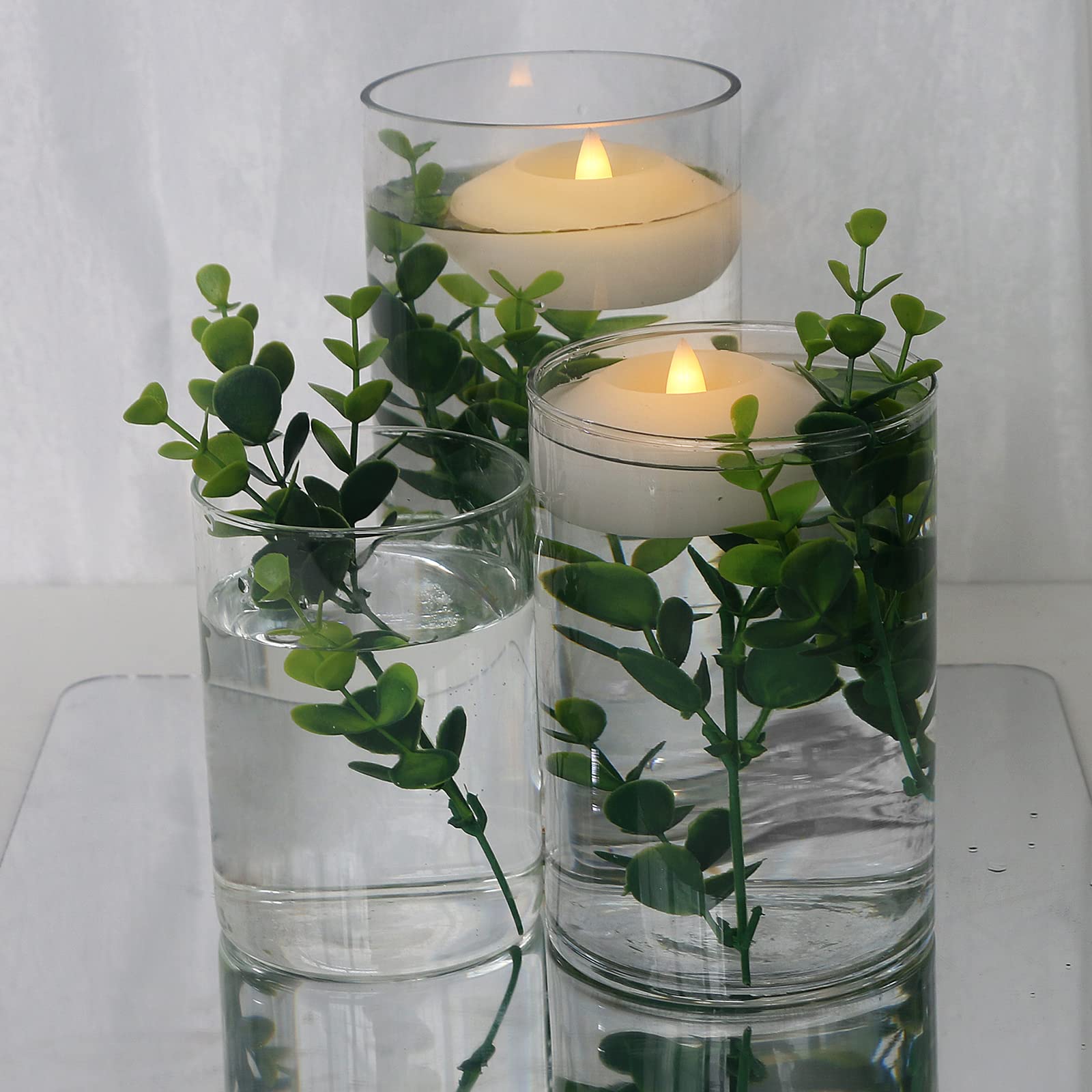 LARDUX 3 Inch LED Floating Candles - 24 Pack Flameless Water Activated Battery Operated Tea Lights for Wedding Centerpieces, Cylinder Vases, Party Decorations - Perfect for Romantic Dinners, Spa Baths & Poolside Events