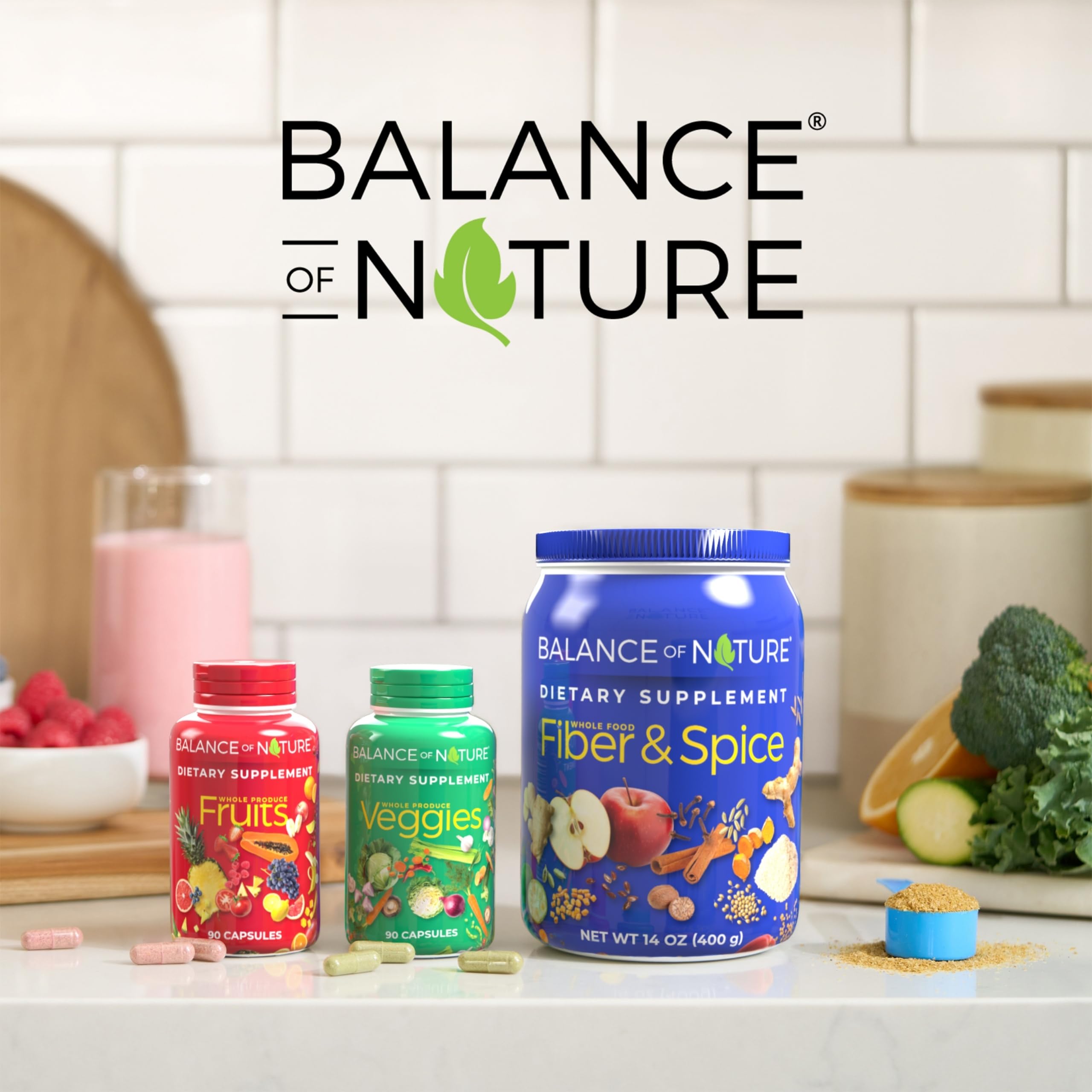 Balance of Nature Whole Food Supplements - 90 Fruit & 90 Veggie Capsules with Natural Ingredients for Women, Men & Kids - Daily Nutrition Boost for Busy Lifestyles, Immune Support & Overall Wellness
