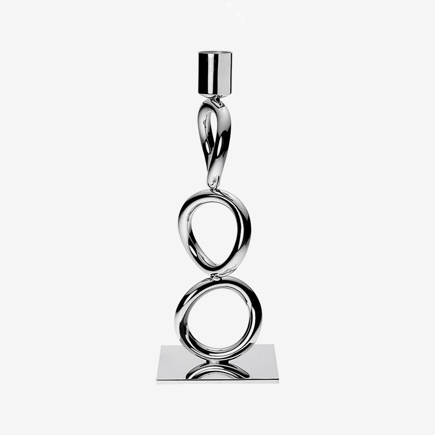 Christofle Silver Plate Vertigo Three Ring Candlestick Holder - Elegant Table Decor for Weddings, Dining & Home Decoration