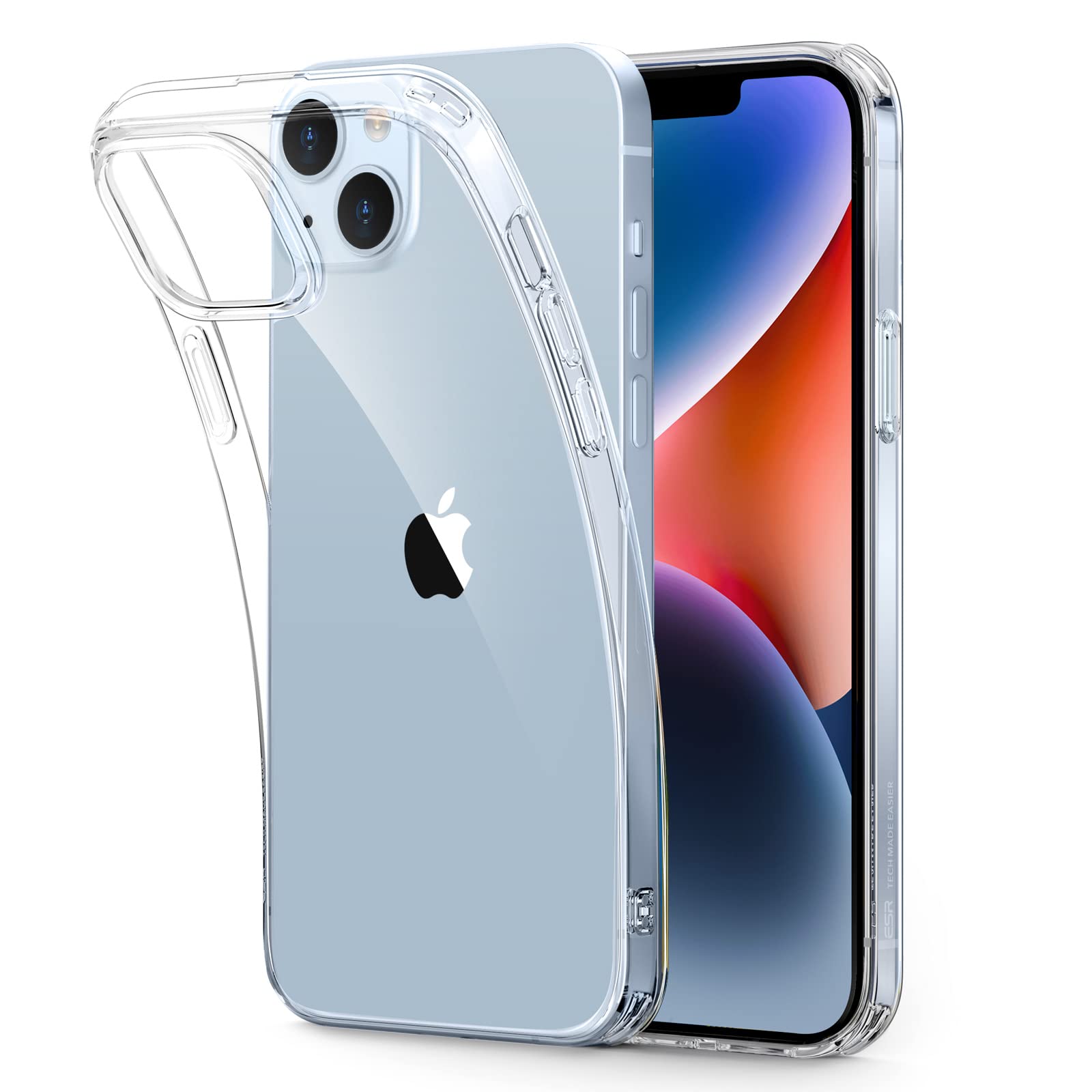ESR Clear Case for iPhone 14 & iPhone 13 - Shockproof Thin Silicone Cover, Anti-Yellowing Slim Transparent TPU Phone Case (Project Zero Series) - Perfect for Everyday Protection & Showcasing Your Phone Design