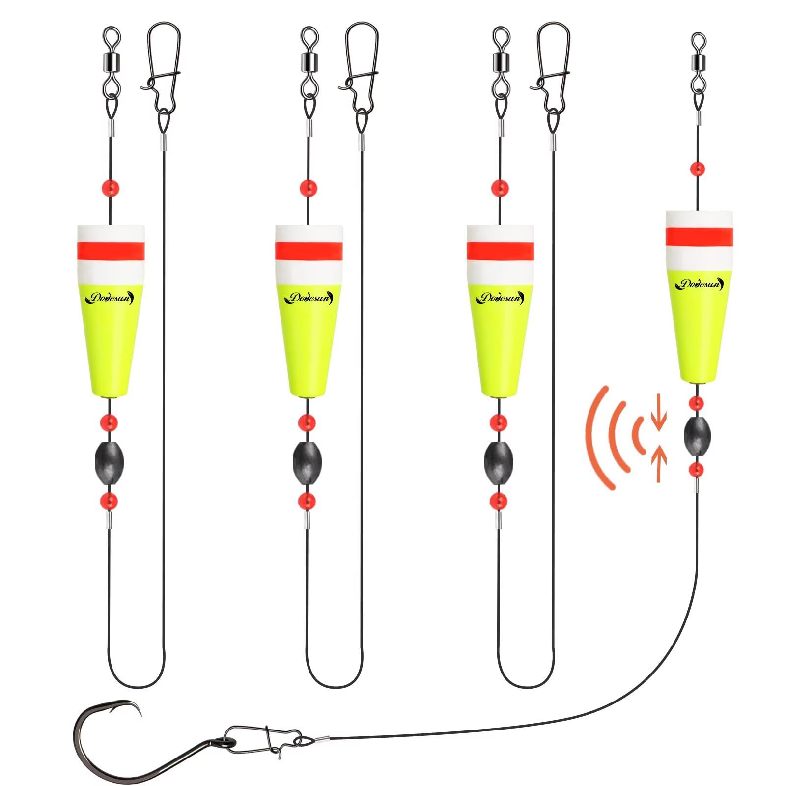 Doveson Weighted Popping Cork Fishing Floats - 3 Sizes for Saltwater & Freshwater Fishing - Perfect for Bass, Trout, and Redfish