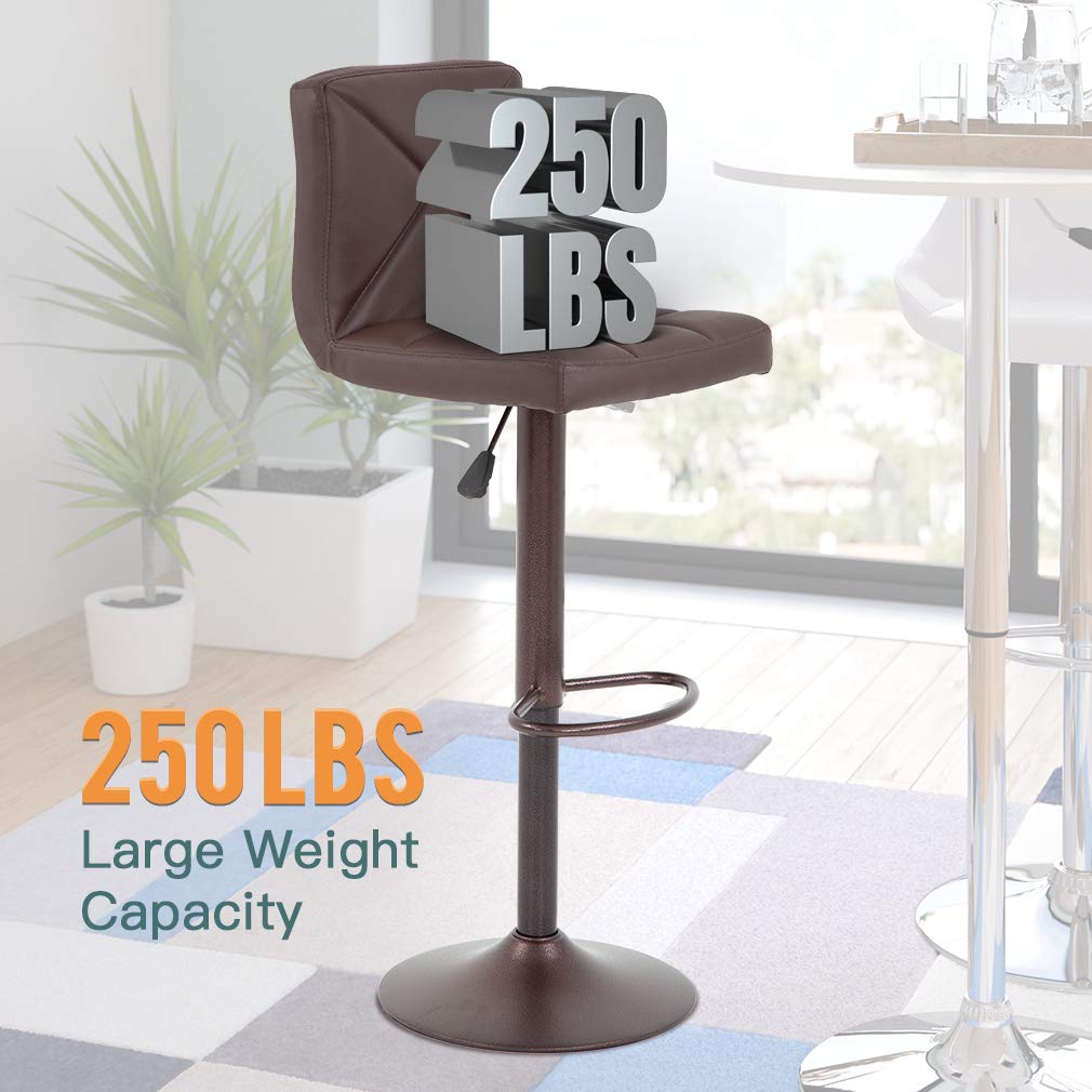 Best Office Bar Stools Set of 2 - PU Leather Swivel Bar Chairs with Hydraulic Height Adjustment for Kitchen Counter, Dining Room & Restaurants - Perfect for Home Bars, Breakfast Nooks & Commercial Use