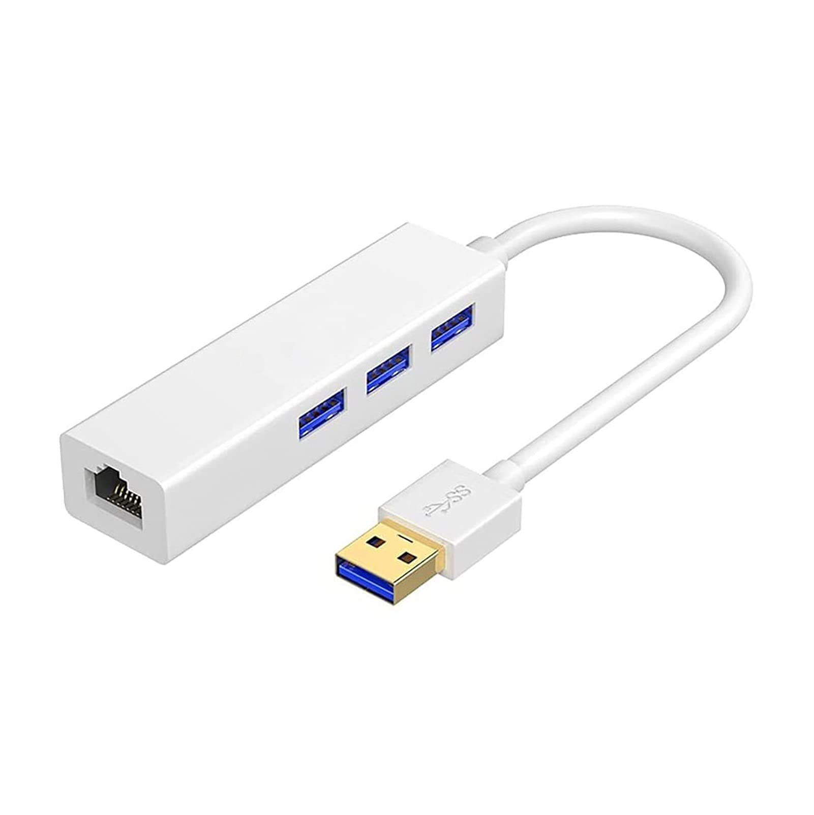 Zinhsq 4-Port USB 3.0 Hub with Ethernet Adapter - High-Speed Data Transfer & 100Mbps Network Port for Laptop, Desktop, PC - Perfect for Home Office, Gaming & Multi-Device Setup