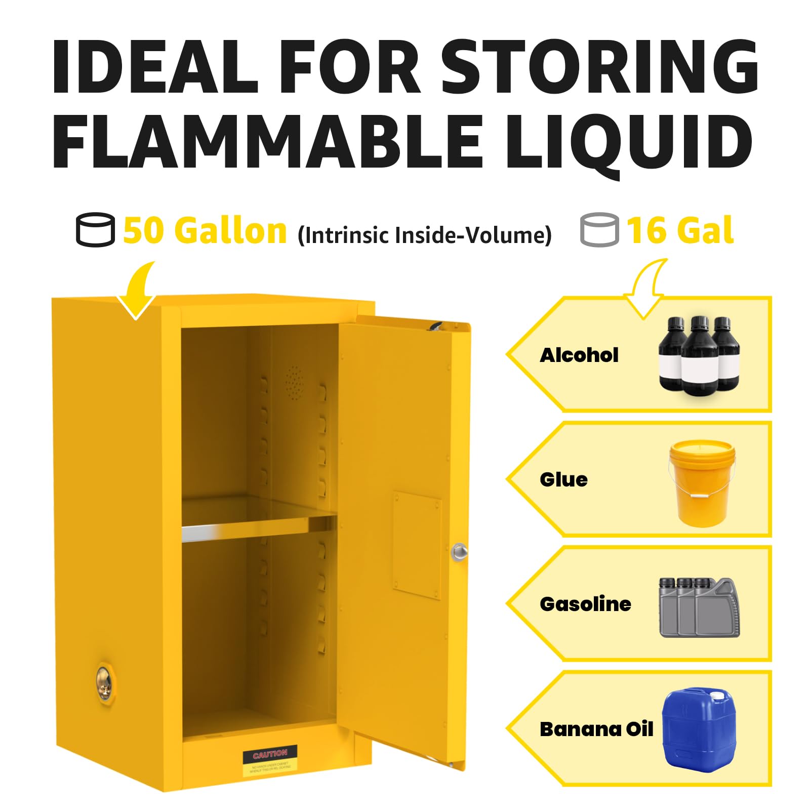 16 Gallon Flammable Storage Cabinet - 35.5