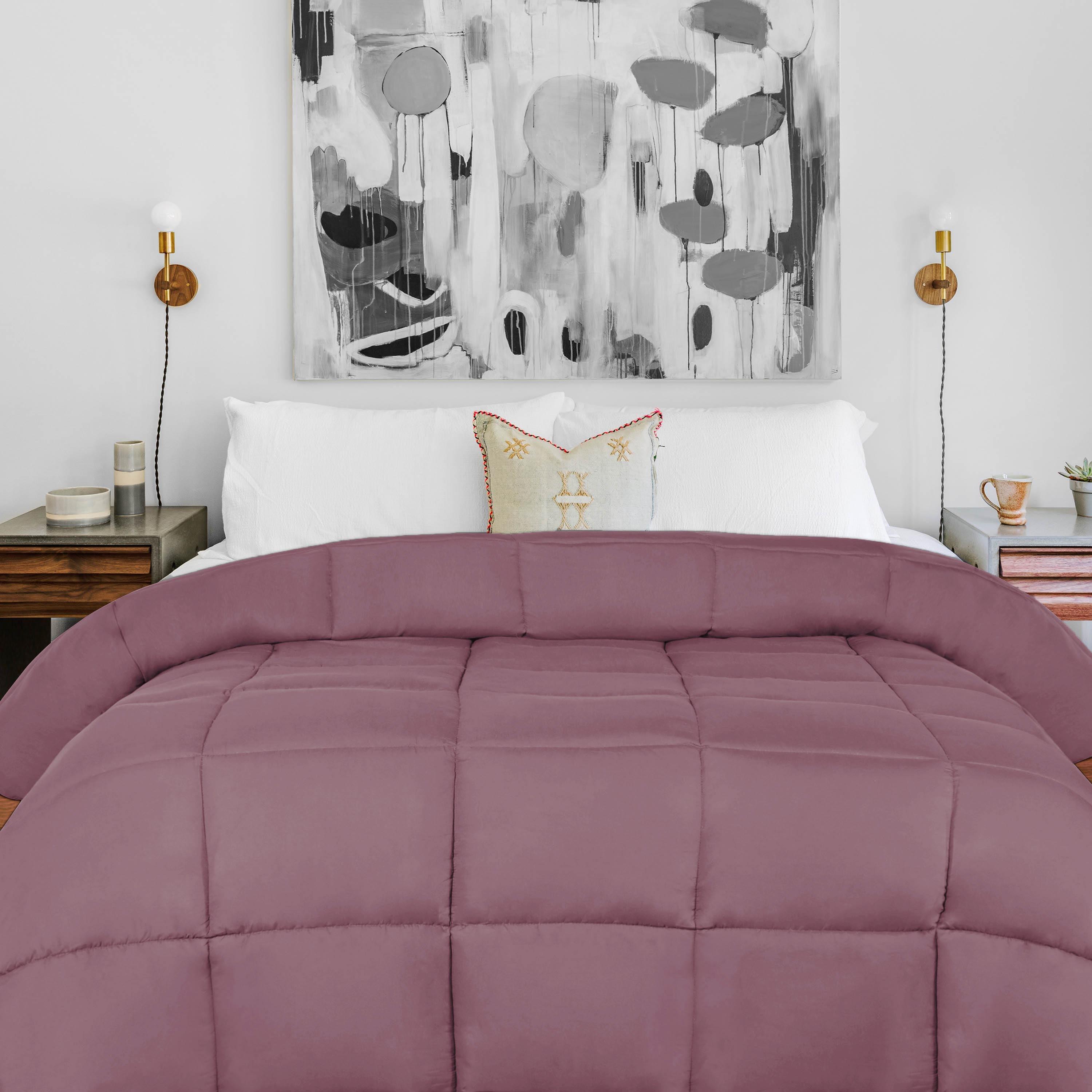 Soft Brushed Microfiber Down Alternative Comforter - Medium Weight Solid Bedding for All Seasons | Perfect for Cozy Nights, Guest Rooms & Dorm Essentials