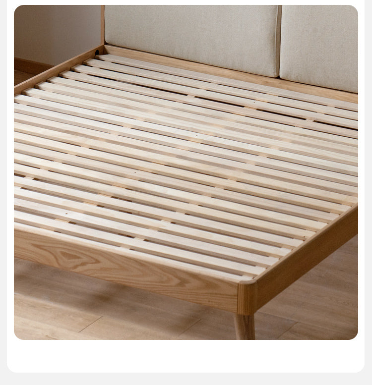 Solid Oak Wood Soft Bed Frame - Queen Size, Natural Wood Finish - Perfect for Master Bedrooms, Guest Rooms & Cozy Home Decor