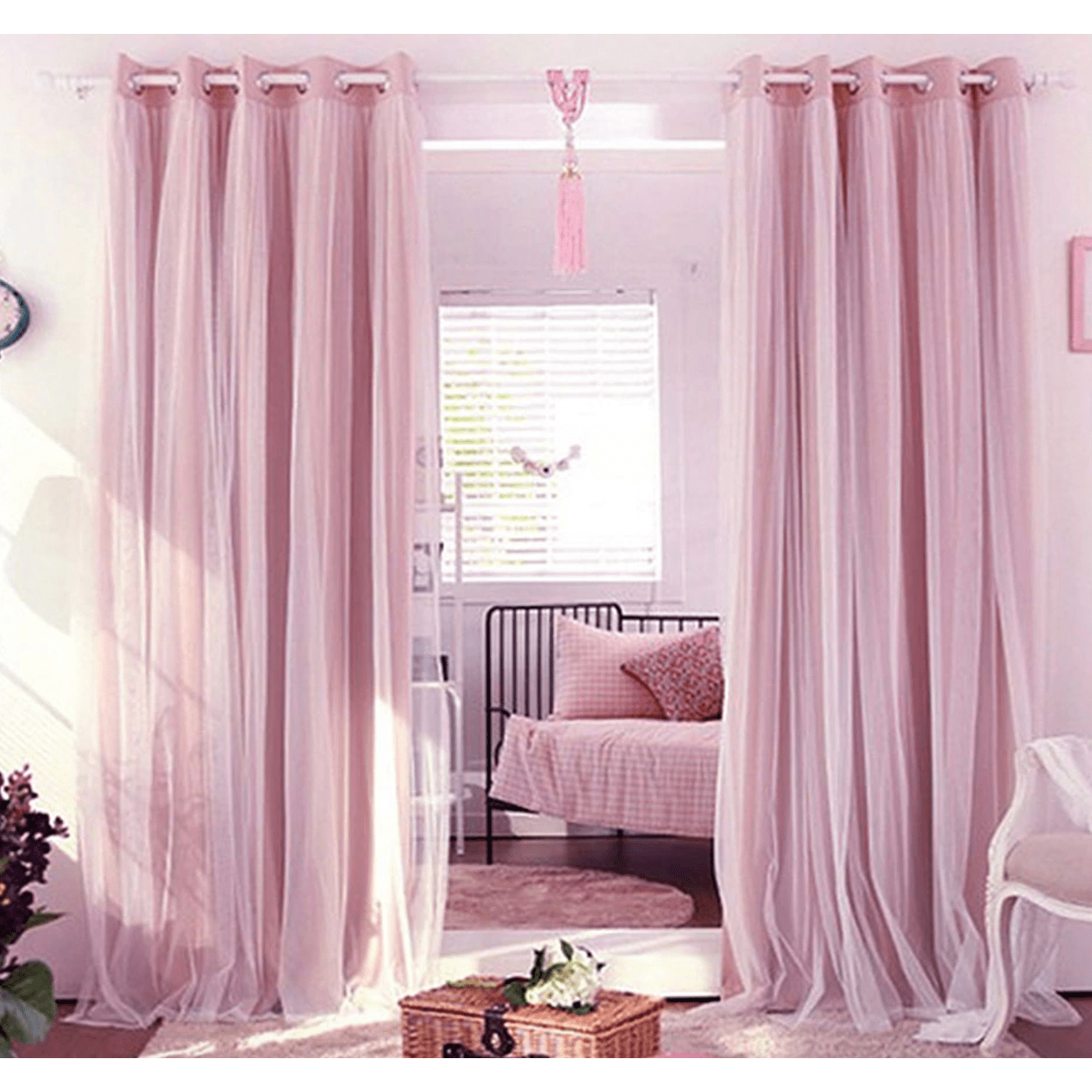 Luxury Veil Curtain - Soft Sheer Window Drapes in Pink, Beige, Blue & White | Elegant Home Decor for Living Room, Bedroom & Wedding Decorations