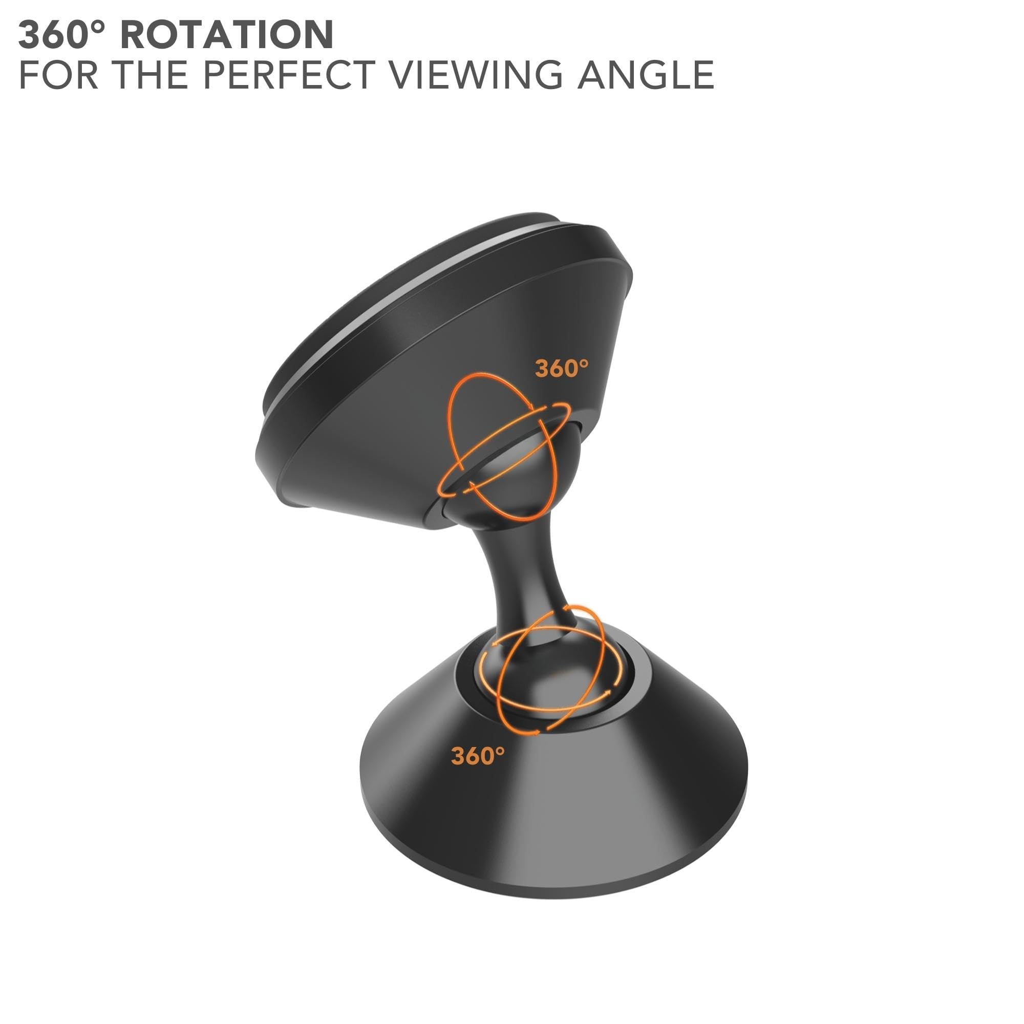 ROKFORM 360度可调节磁性车载手机支架，3M VHB胶带固定，铝合金仪表盘手机支架，适用于卡车、汽车和货车，黑色 - 驾驶导航与免提通话的理想选择