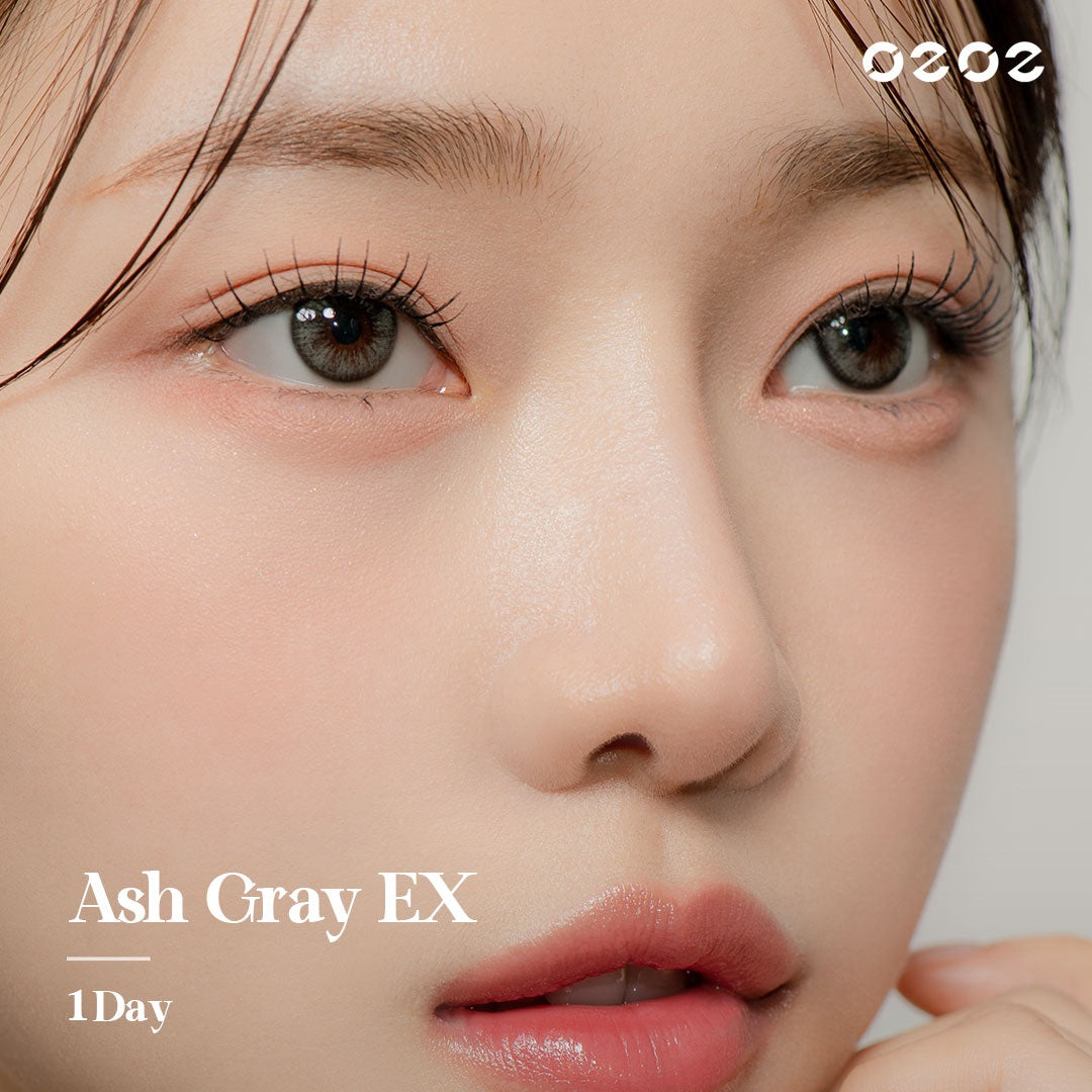 Clalen O2O2 Color 1Day Ash Gray EX (30pcs) Silicone Hydrogel Colored Contact Lenses - Natural Eye Color Enhancement for Daily Wear & Special Occasions