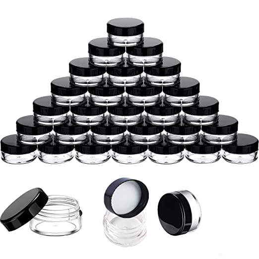 12-Piece Acrylic 5g Black Transparent Cosmetic Containers for Creams, Lip Balm, Body Butter & Essential Oils | Travel-Friendly, Leak-Proof Storage | Perfect for DIY Beauty, Skincare & Makeup Organization
