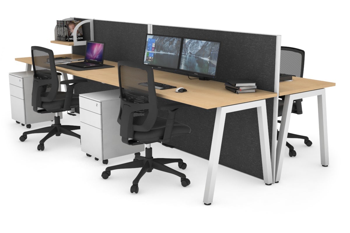 Horizon Quadro 4-Person Office Bench with A-Legs - 1600L x 700W Workstation for Collaborative Workspaces, Conference Rooms & Open Office Layouts