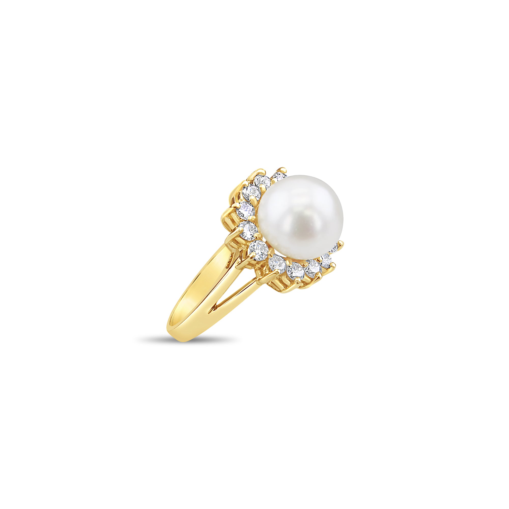 14K Yellow Gold Freshwater Pearl & Diamond Ring - 0.50cttw, Elegant Jewelry for Weddings, Anniversaries & Special Occasions
