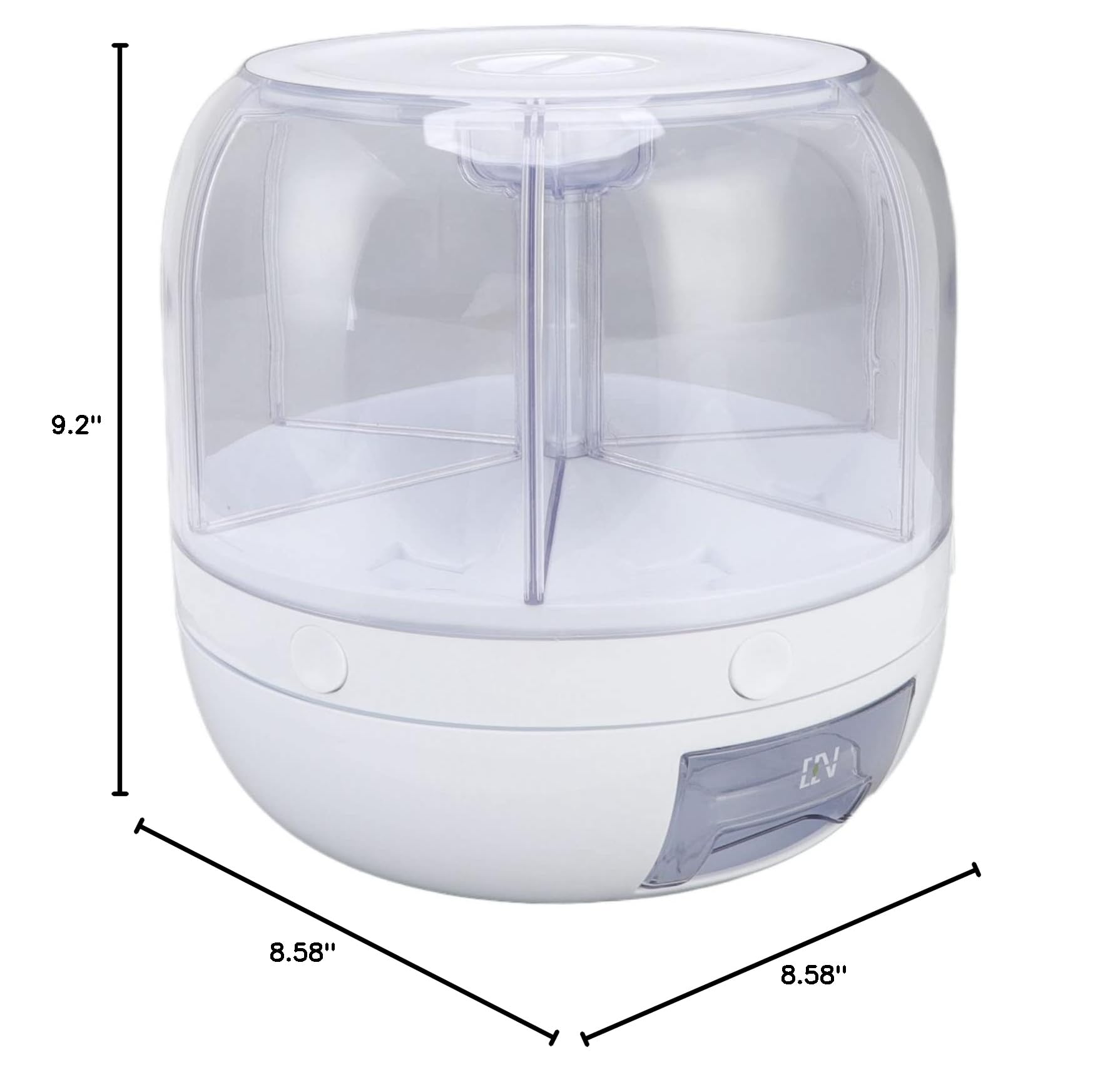 360° Rotating 6-Grid Rice & Grain Storage Container with Lid - 5kg Airtight Dry Food Dispenser for Kitchen, Pantry Organization - Perfect for Storing Rice, Flour, Cereal & Bulk Foods