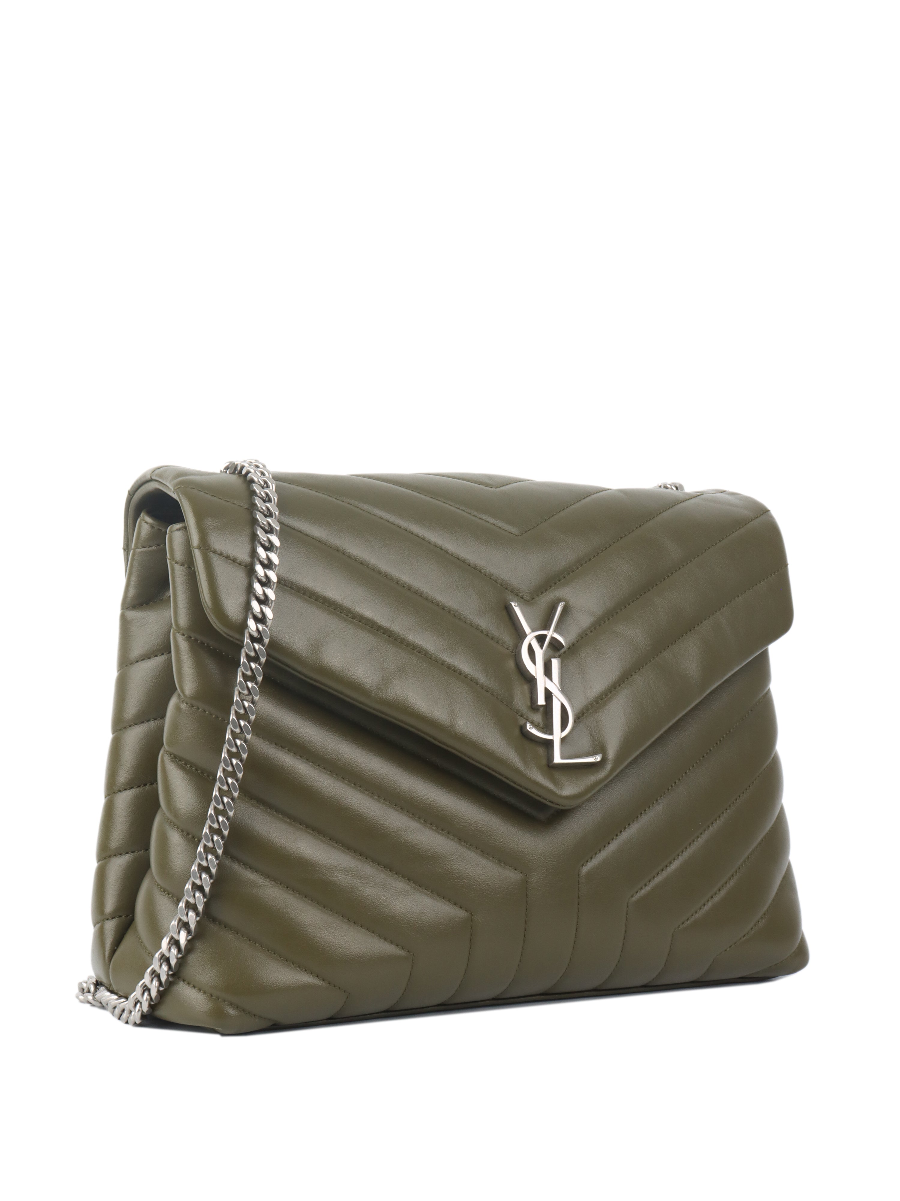 Saint Laurent Khaki Medium Loulou Bag - Luxury Designer Shoulder Bag for Women | Perfect for Work, Travel & Evening Events