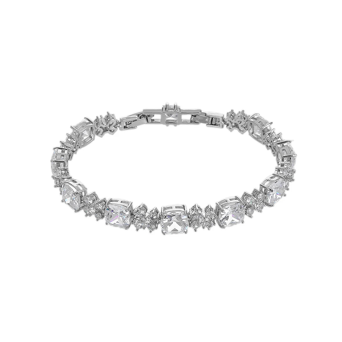 Luxurious Cubic Zirconia Red Green Blue Austrian Crystal Flower Bracelet for Women - Elegant Fashion Jewelry Gift for Birthday, Anniversary & Special Occasions