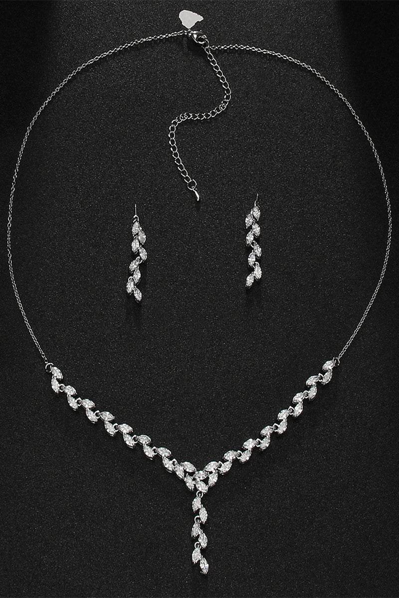 Stunning Zircon Earrings and Necklace Jewelry Set (2-Piece) - Elegant Gift for Women, Perfect for Weddings, Parties & Special Occasions