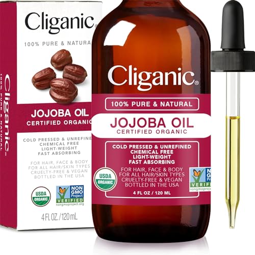 100% Pure Organic Jojoba Oil - Cold Pressed, Unrefined & Hexane Free (4oz) | Natural Carrier Oil for Hair Growth, Skin & Face Care | Perfect for DIY Beauty, Massage & Aromatherapy