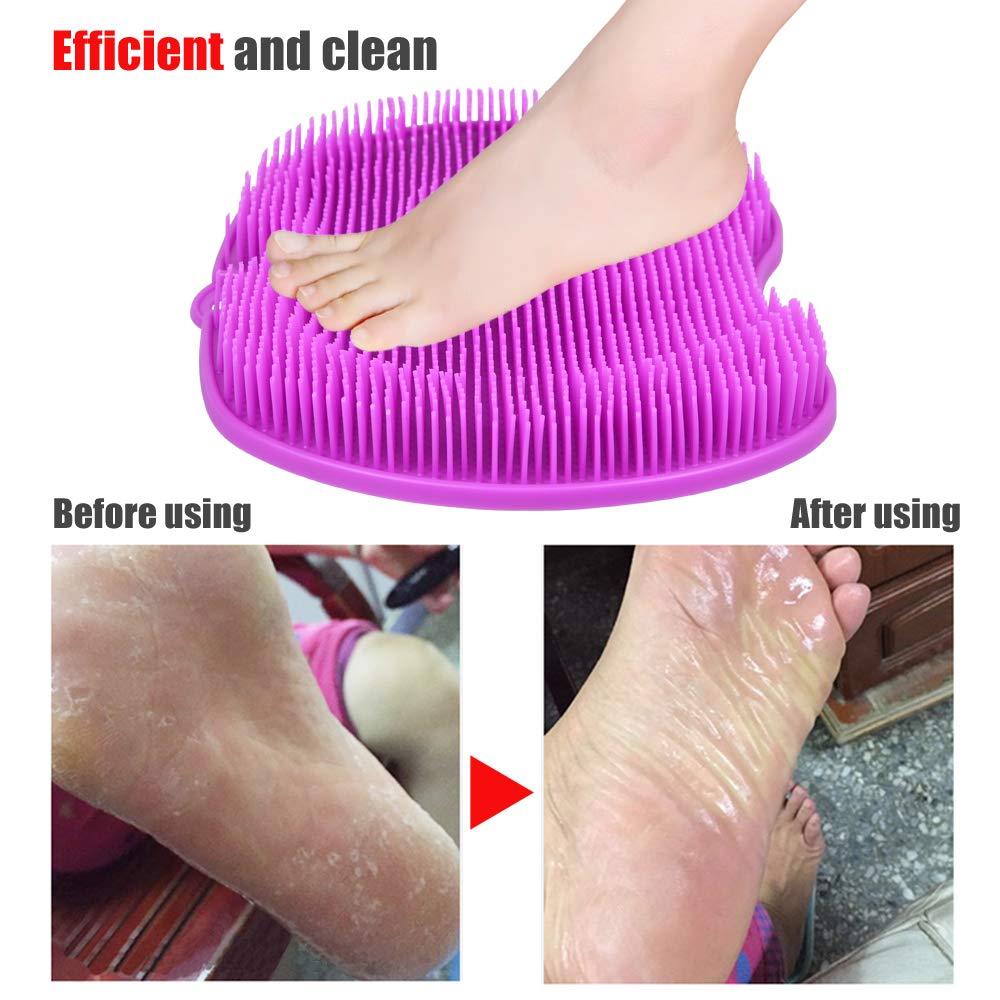 Extra Large Shower Foot Scrubber & Massager with Non-Slip Suction Cups - Soft Bristles for Exfoliation & Improved Circulation - 11.8