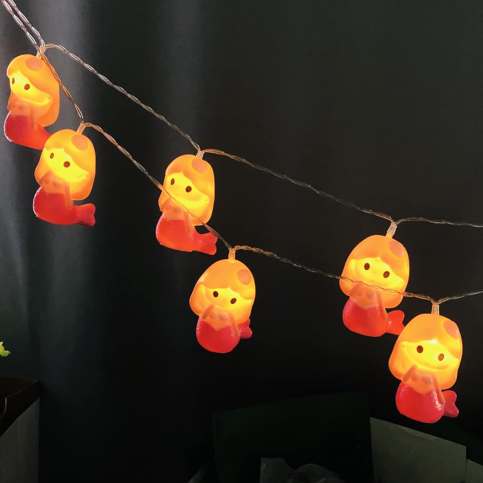 Mermaid LED String Lights - 10 Battery Operated Fairy Lights for Bedroom, Wedding, Birthday Party Decor - 1.65m Waterproof Fish Lights for Summer Camping, Home Decor & Outdoor Events - Romantic Ambiance Lighting
