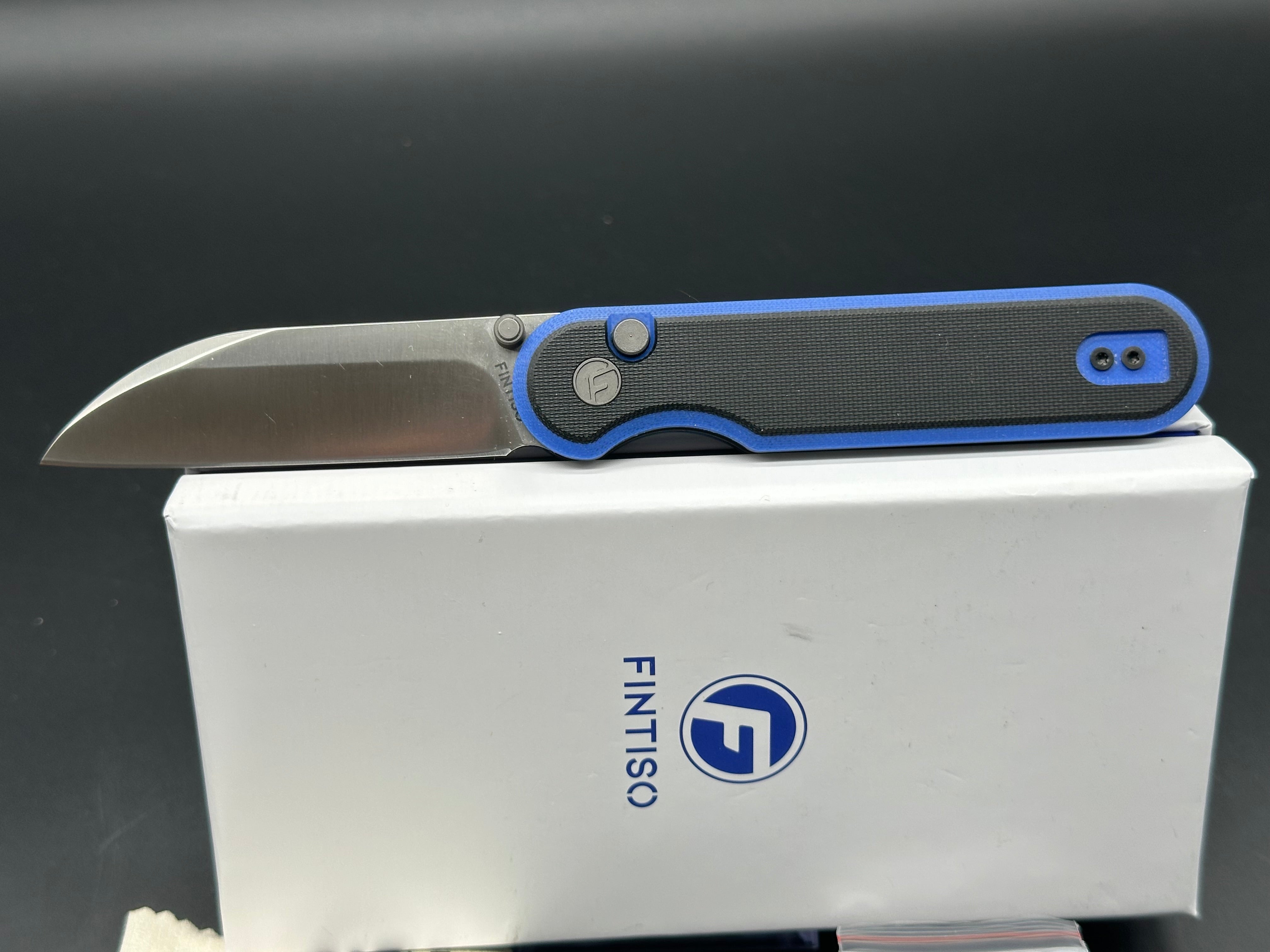 FINTISO Folding Pocket Knife with 14C28N Steel Blade & G10 Handle - Parrot Blue/Black - EDC, Camping, Hiking, Outdoor Survival Gear
