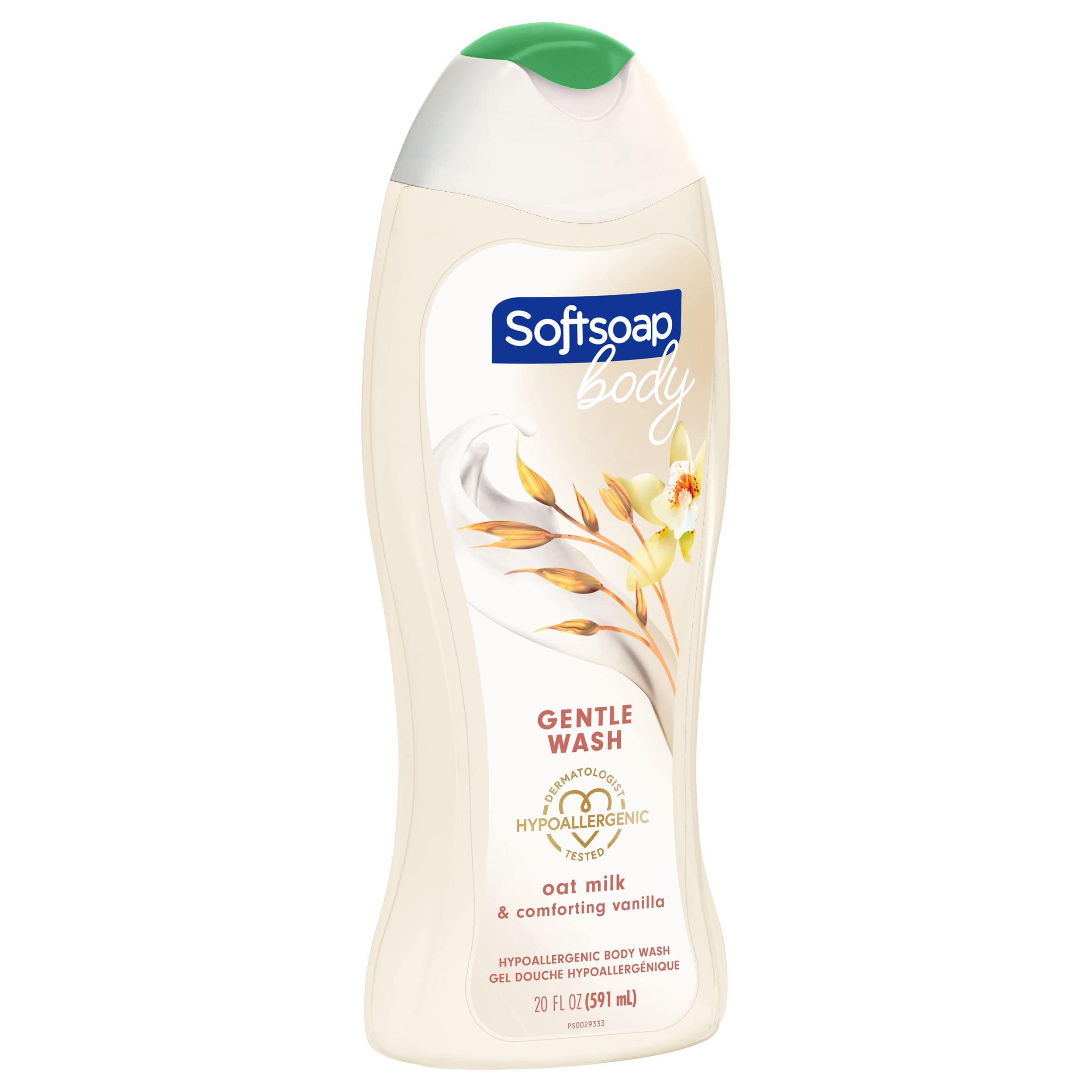 Softsoap Oat Milk & Vanilla Hypoallergenic Body Wash for Sensitive Skin - 20 fl oz (591 ml) - Soothing & Moisturizing Shower Gel for Dry Skin - Perfect for Daily Use & Relaxing Bath Time
