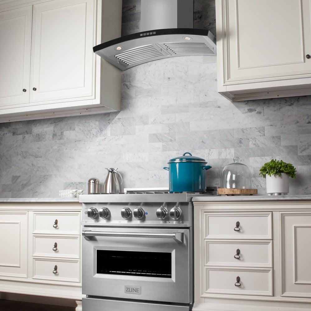 ZLINE KN6 30-Inch Wall Mount Range Hood - Stainless Steel Kitchen Vent Hood with Powerful 400 CFM, LED Lights & Dishwasher Safe Filters - Perfect for Modern Home Kitchens & Open Concept Living Spaces